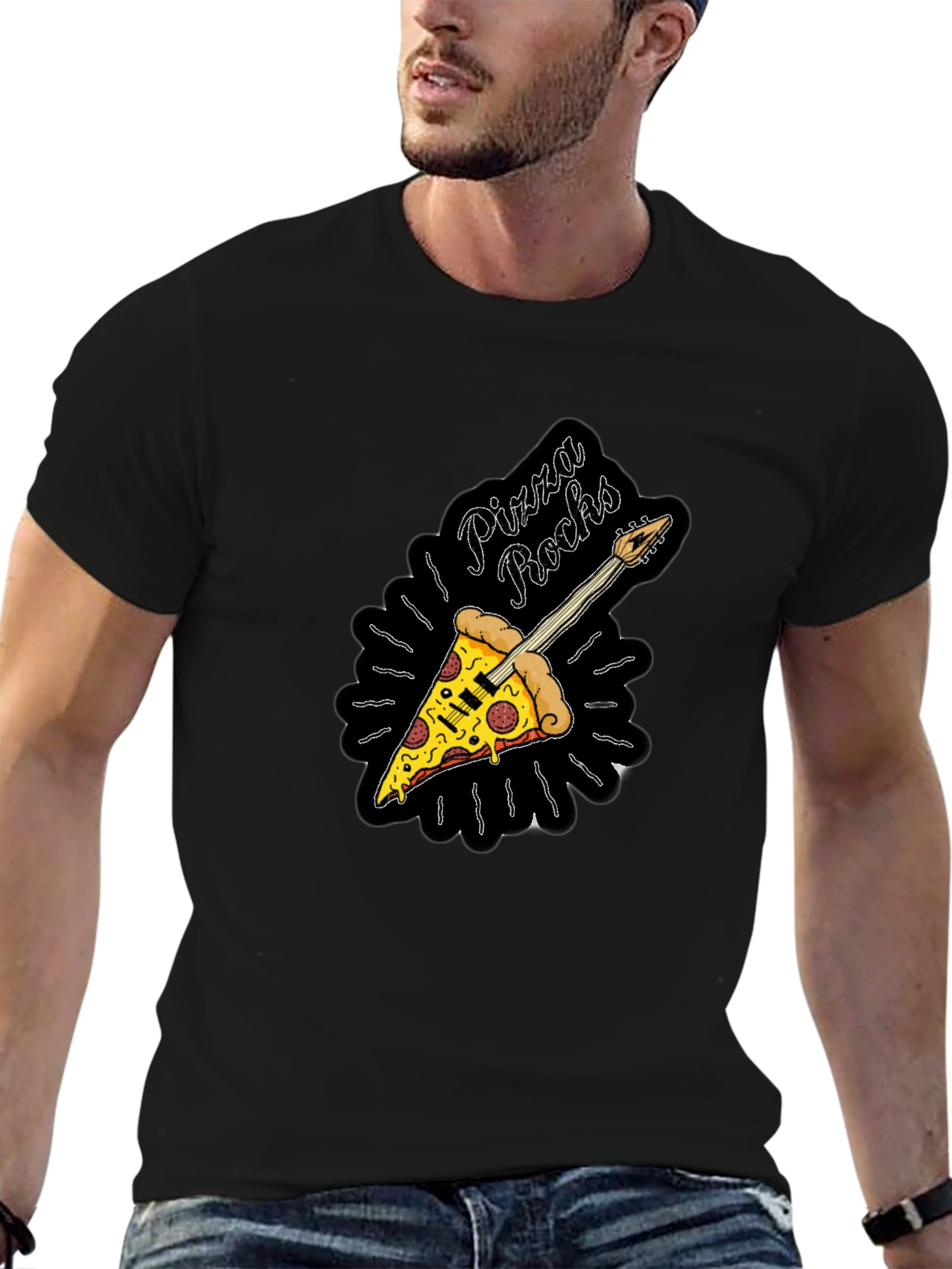 Pizza Rocks Black Graphic Tee