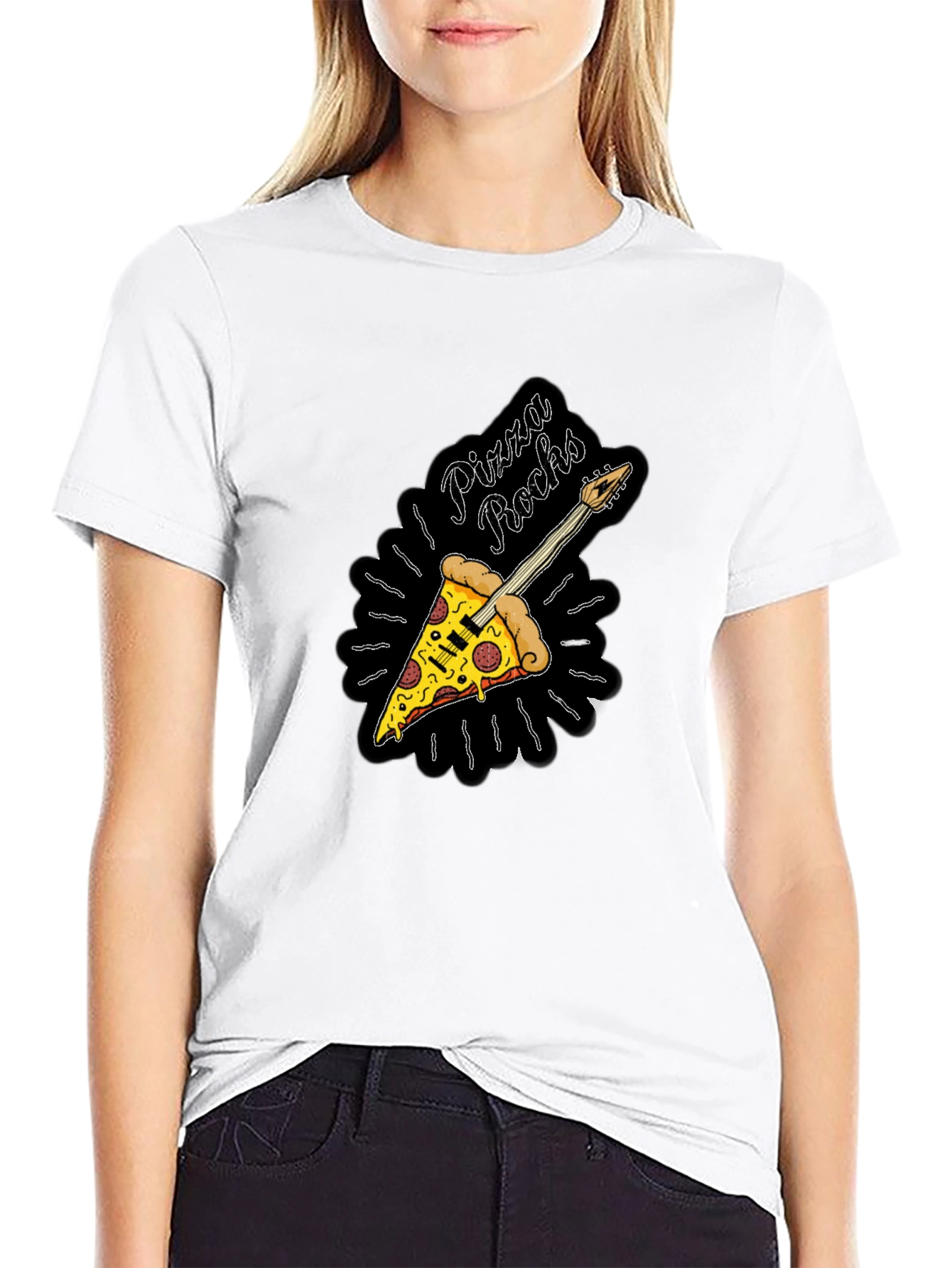 Pizza Rocks Black Graphic Tee