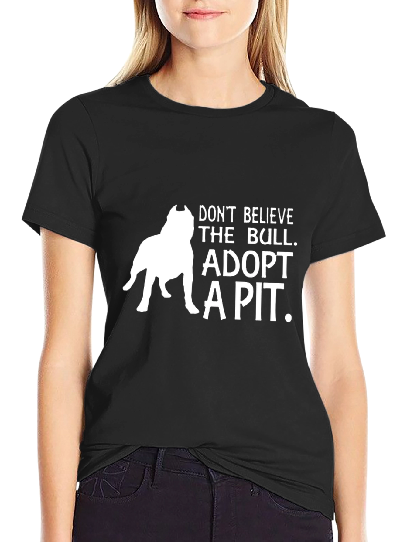Adopt a Pit Bull Black T-Shirt