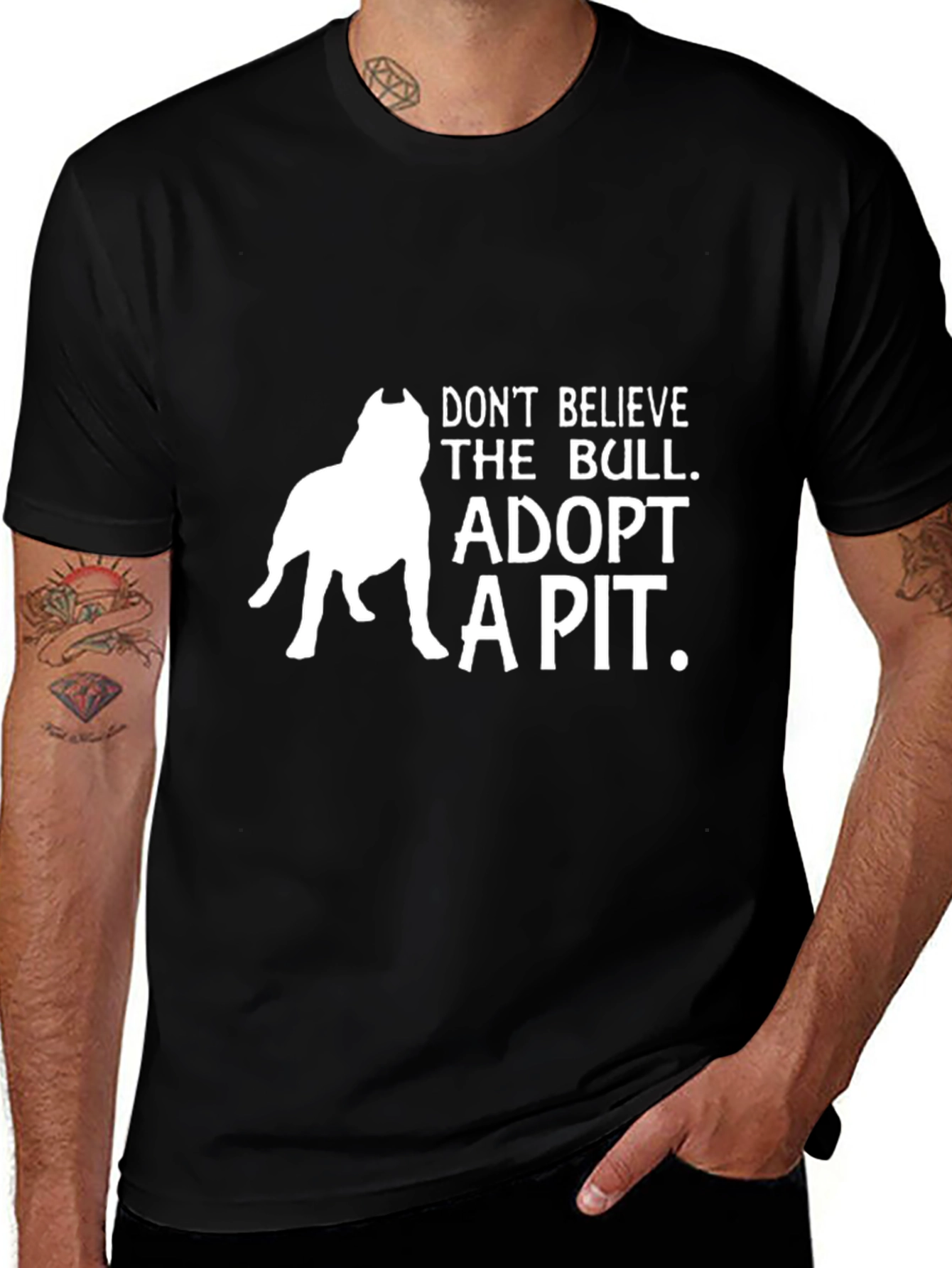 Adopt a Pit Bull Black T-Shirt