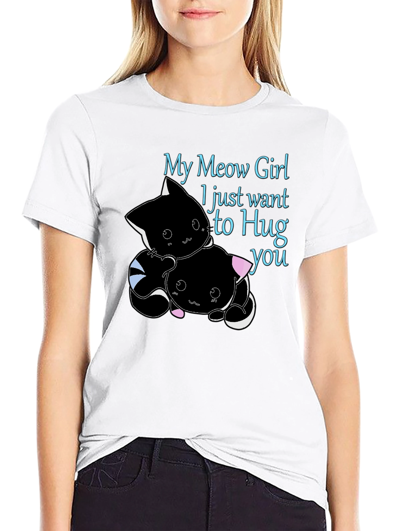 My Meow Girl Hug T-Shirt Cute Graphic Tee