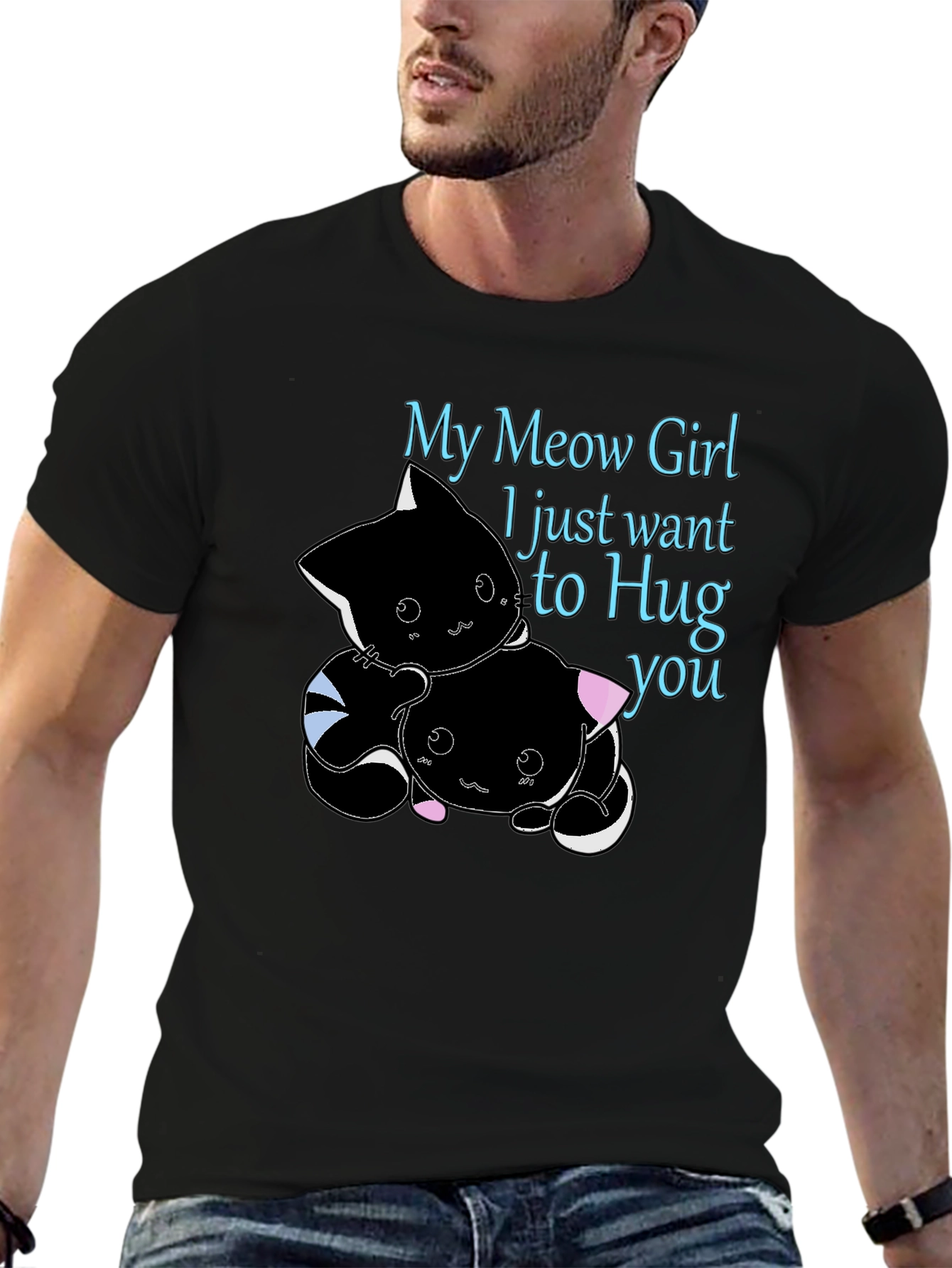 My Meow Girl Hug T-Shirt Cute Graphic Tee