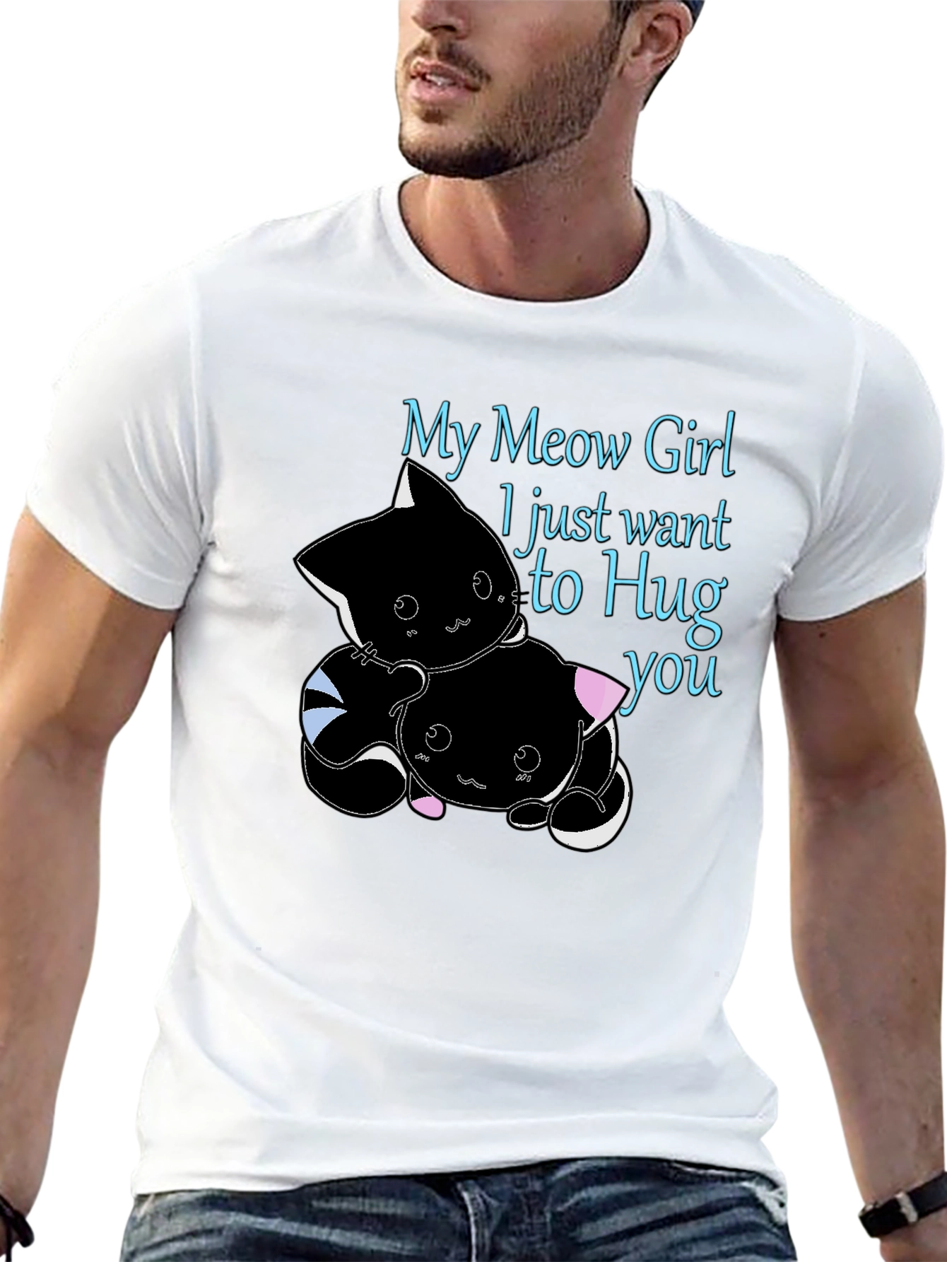 My Meow Girl Hug T-Shirt Cute Graphic Tee