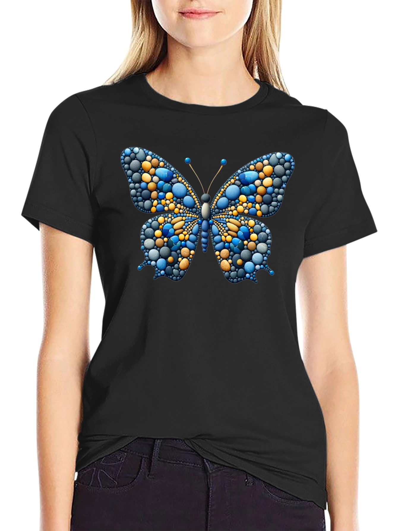 Blue & Gold Butterfly Graphic Tee