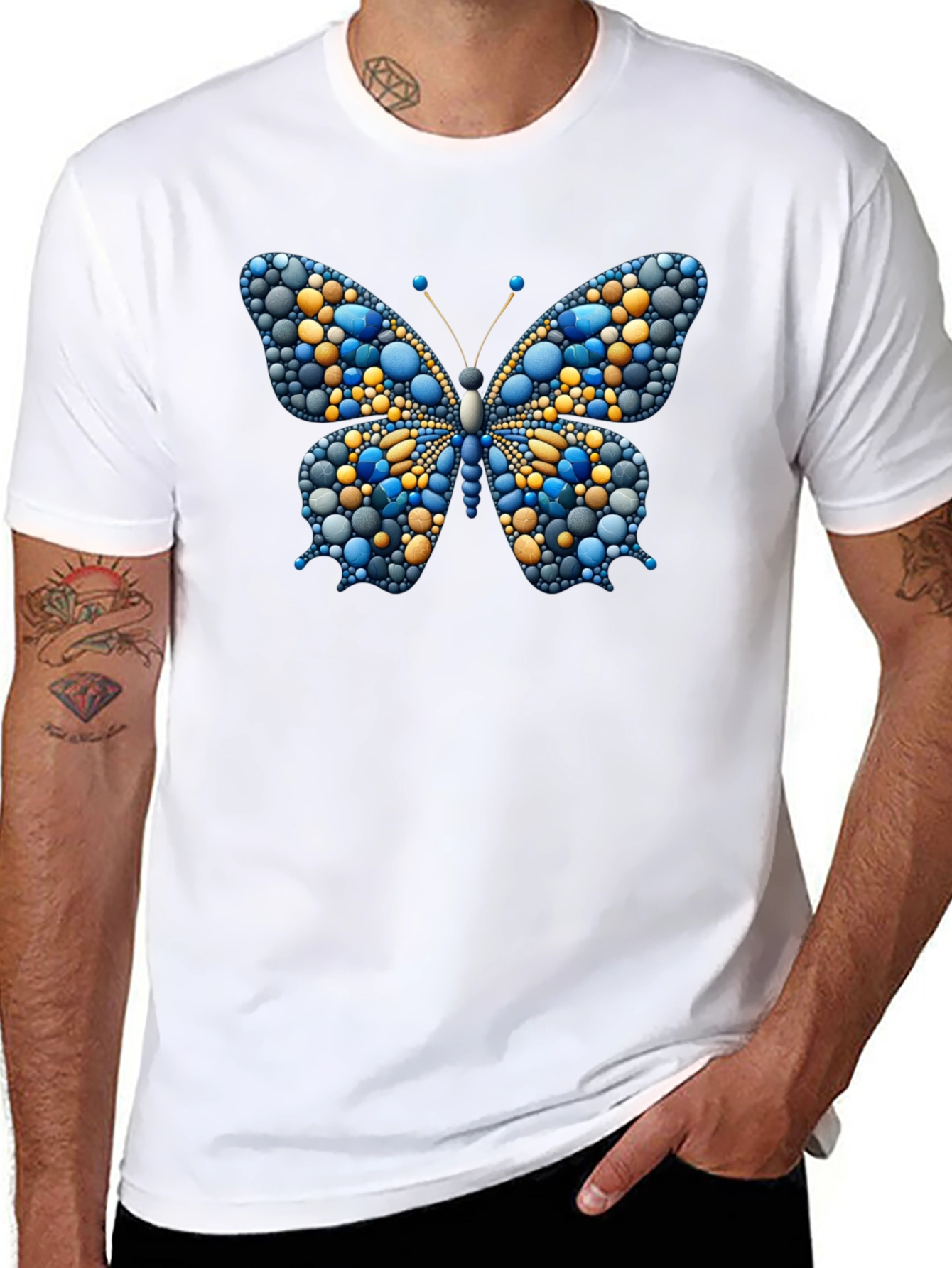 Blue & Gold Butterfly Graphic Tee