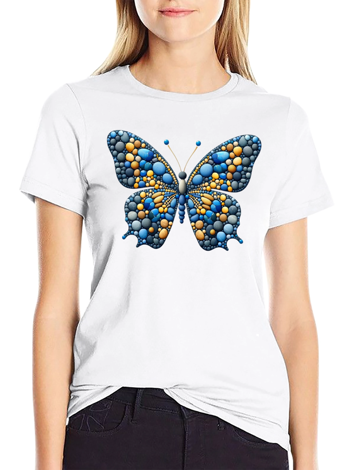 Blue & Gold Butterfly Graphic Tee