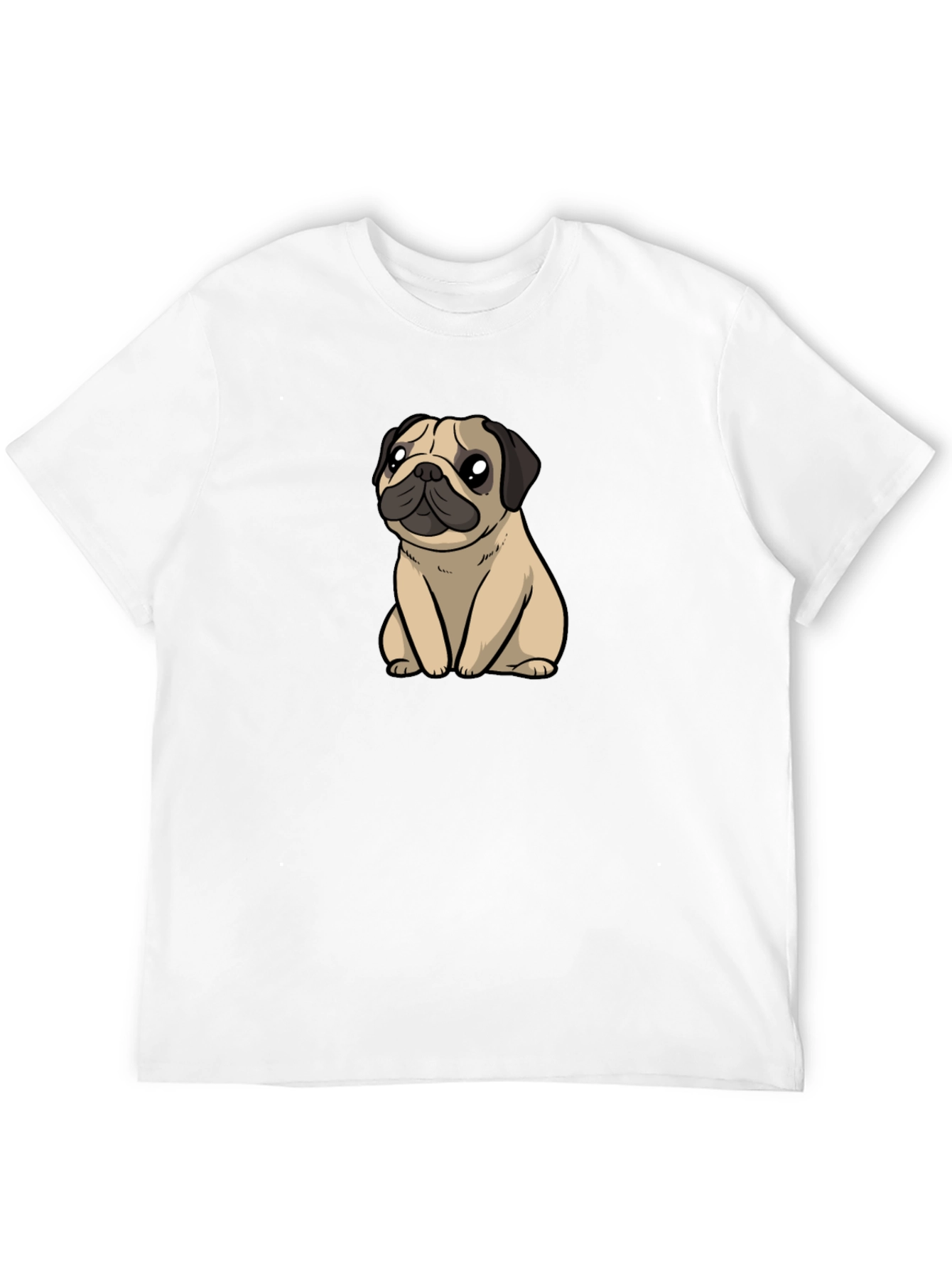 Cute Pug Graphic T-Shirt - Black Cotton Blend