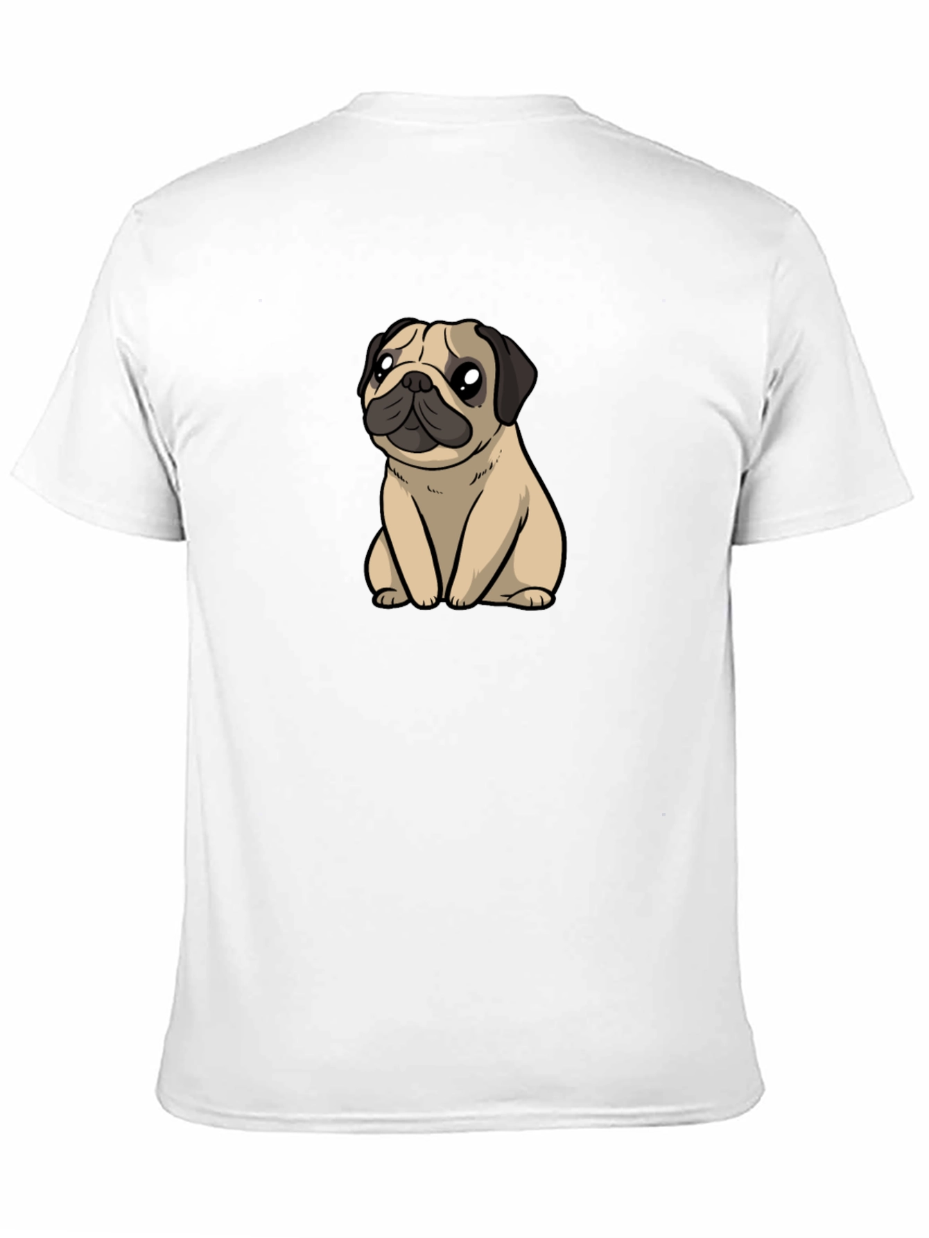 Cute Pug Graphic T-Shirt - Black Cotton Blend