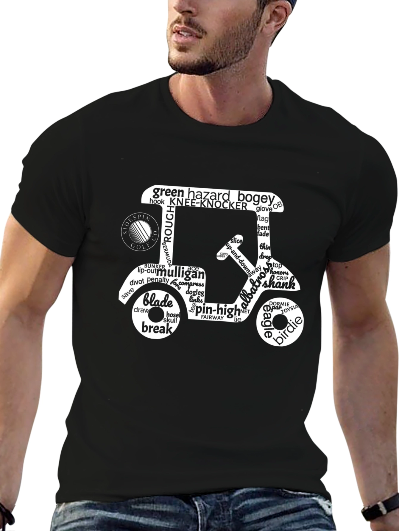 Golf Cart Word Art Tee - Golfers Essential