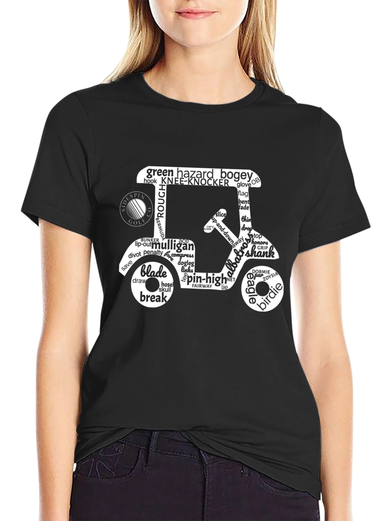 Golf Cart Word Art Tee - Golfers Essential