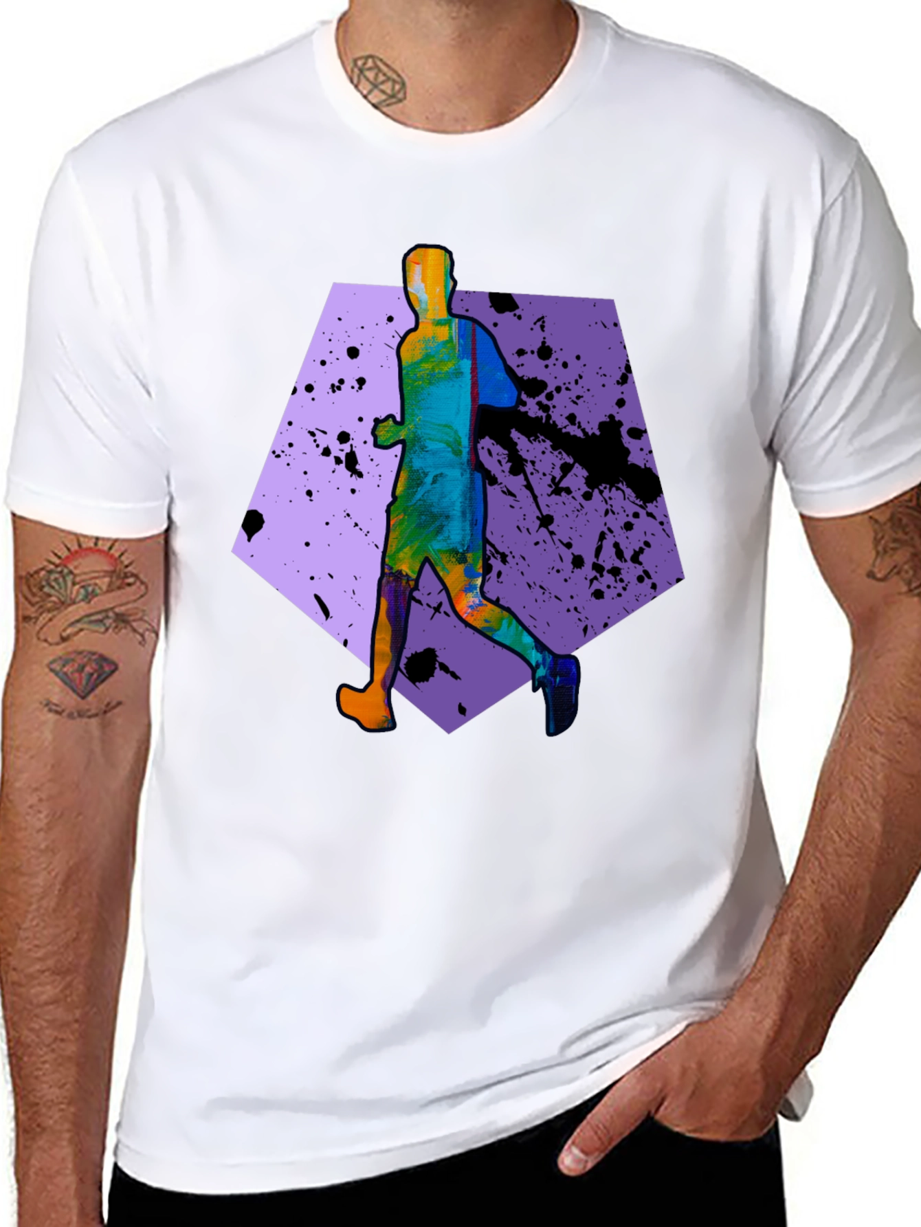 Mens Running Graphic T-Shirt - Black