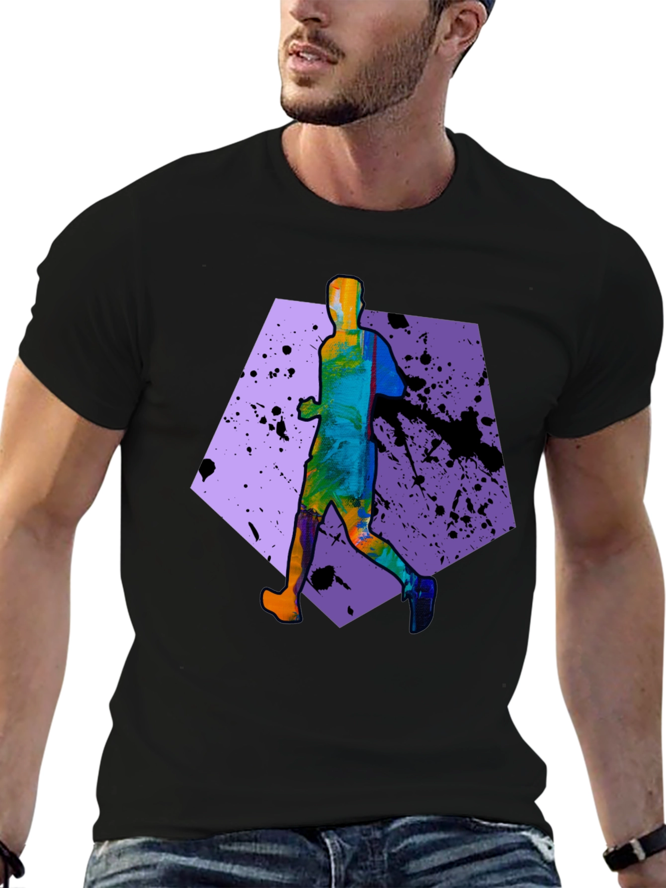 Mens Running Graphic T-Shirt - Black