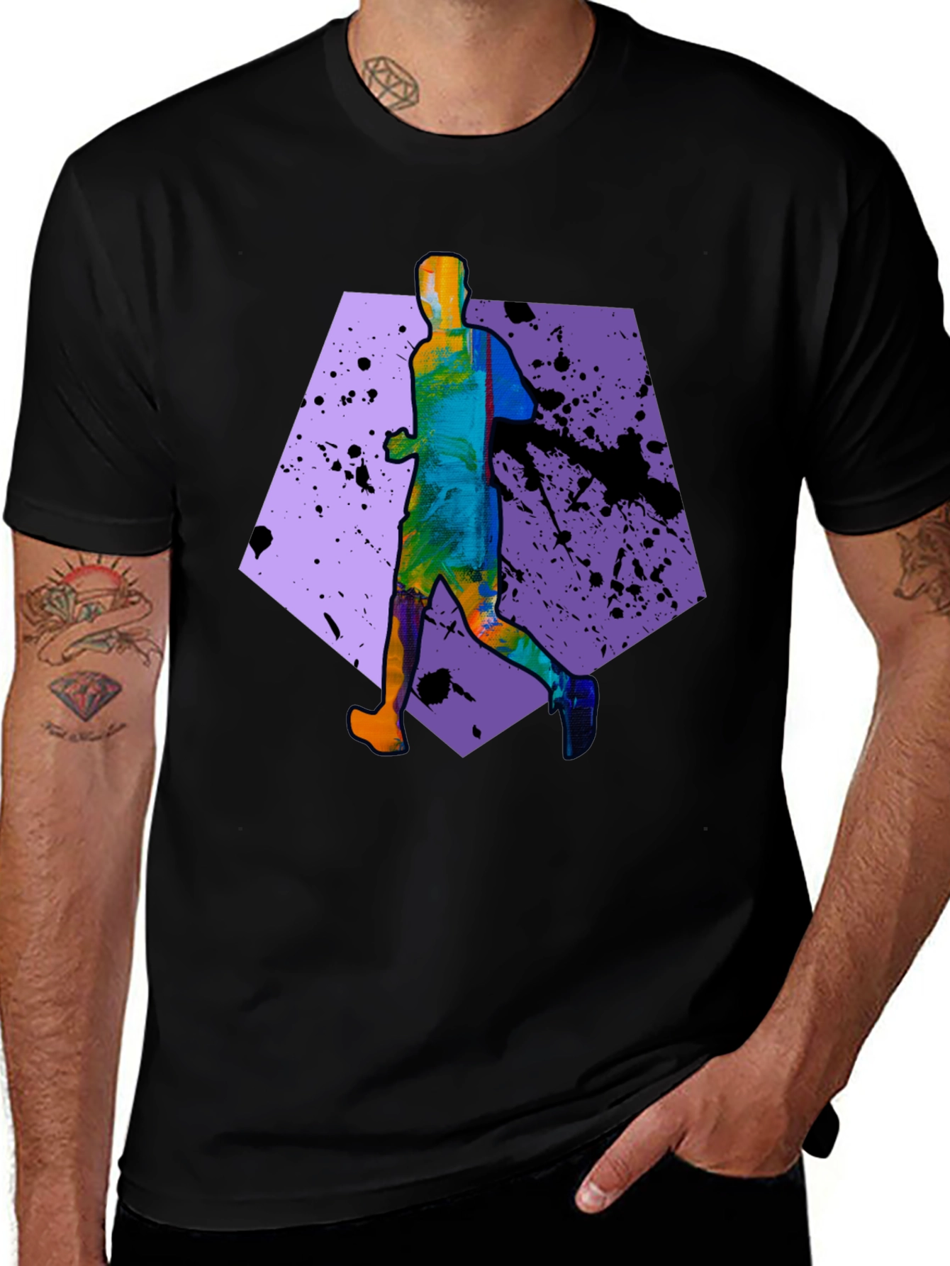 Mens Running Graphic T-Shirt - Black