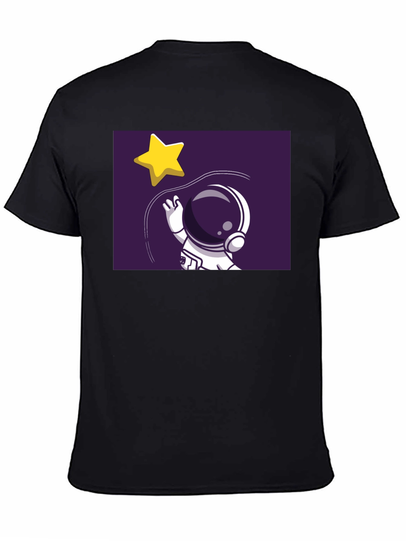 Astronaut Star Catching Graphic Black T-Shirt