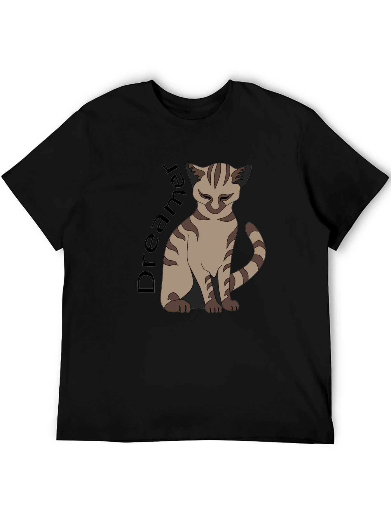Dreamer Cat Graphic T-Shirt - Unisex Black Tee