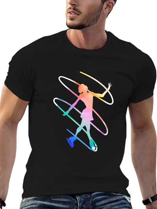 Figure Skater Graphic Tee - Black Cotton Shirt