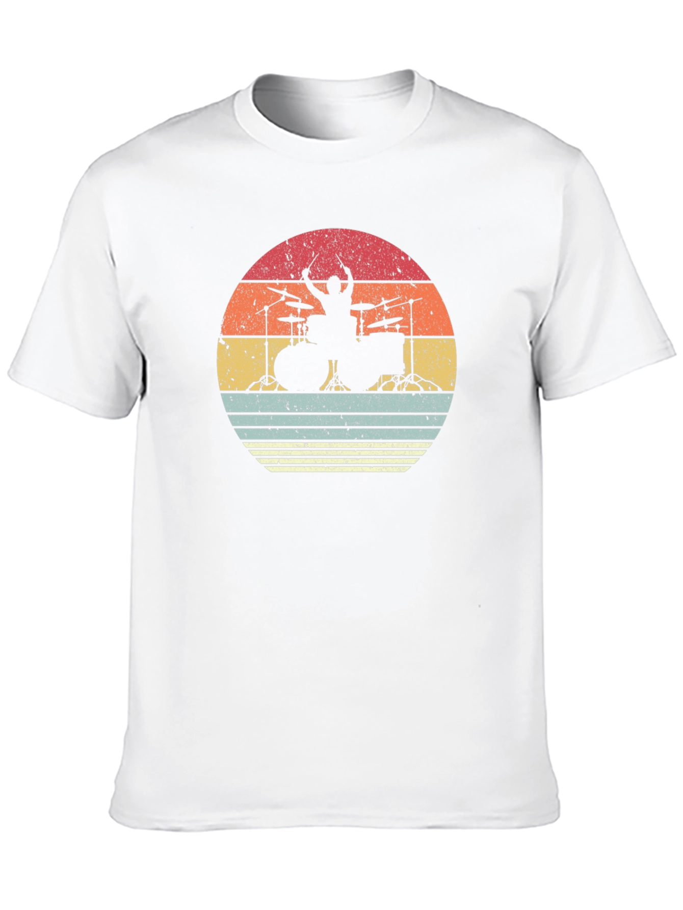 Retro Drummer Sunset T-Shirt - Music Lover Tee