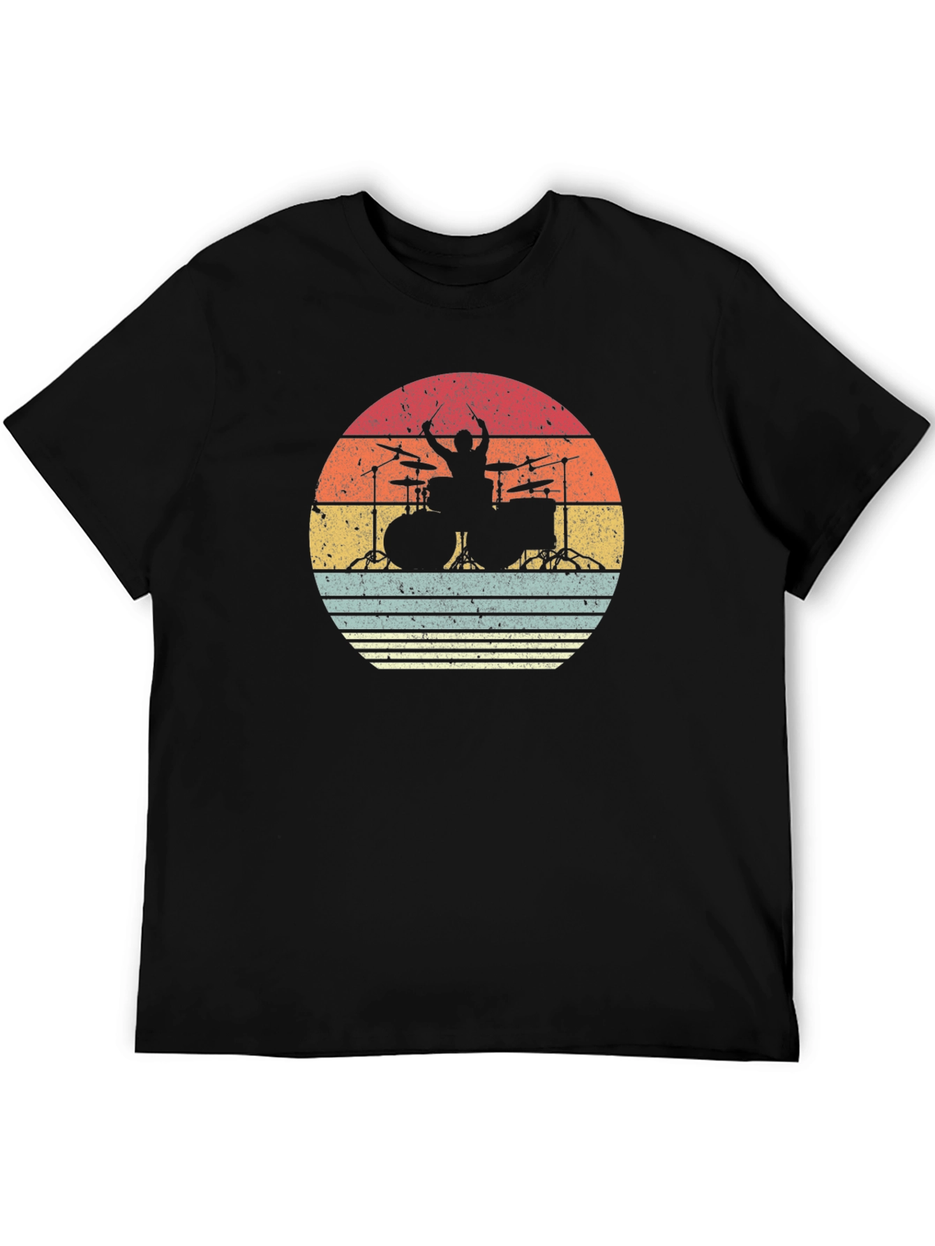 Retro Drummer Sunset T-Shirt - Music Lover Tee