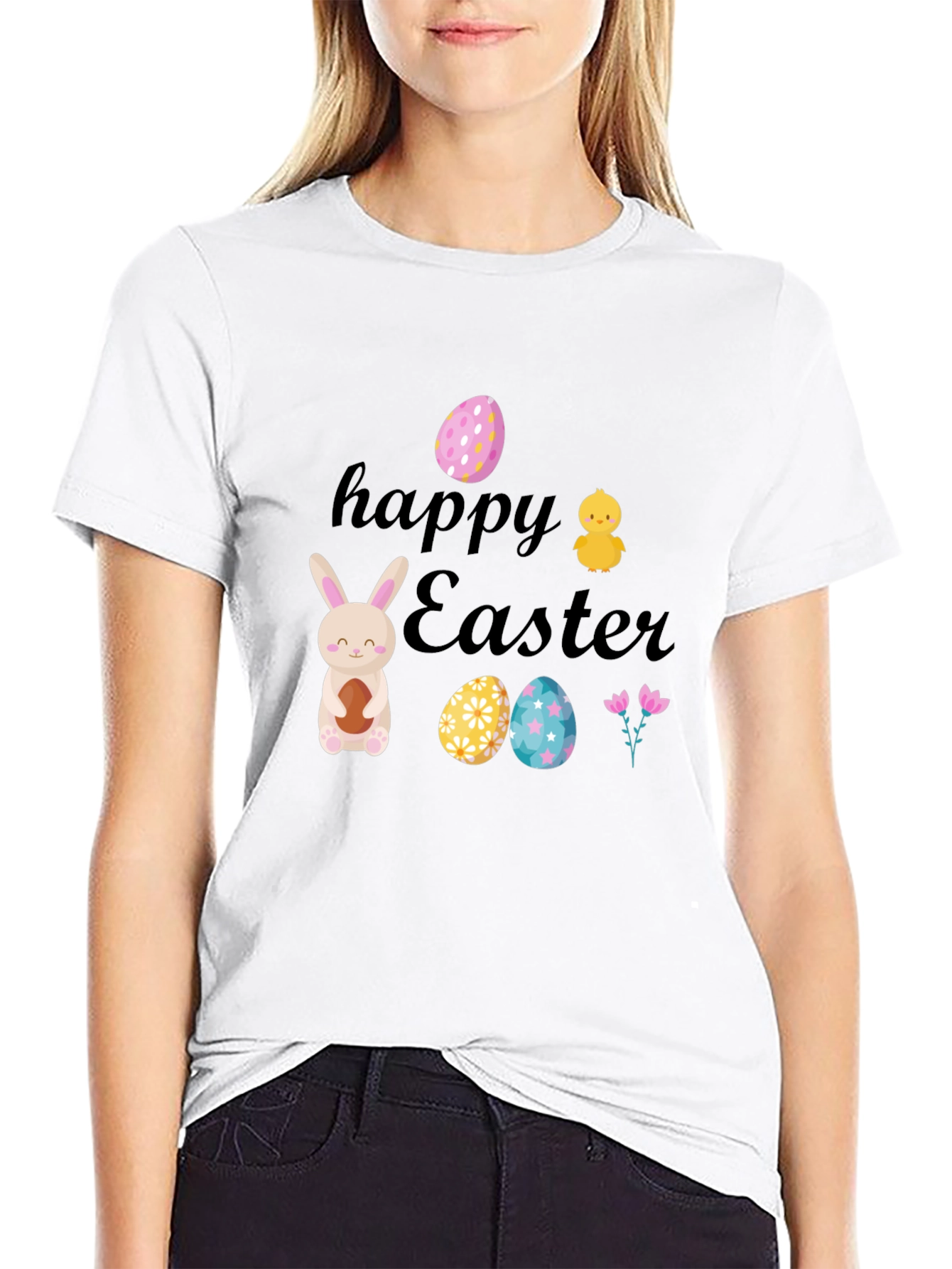 Happy Easter T-Shirt: Bunny Chick and Eggs