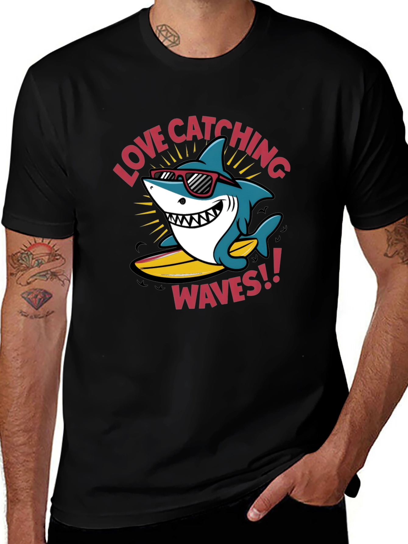 Shark Surfing T-Shirt - Love Catching Waves!