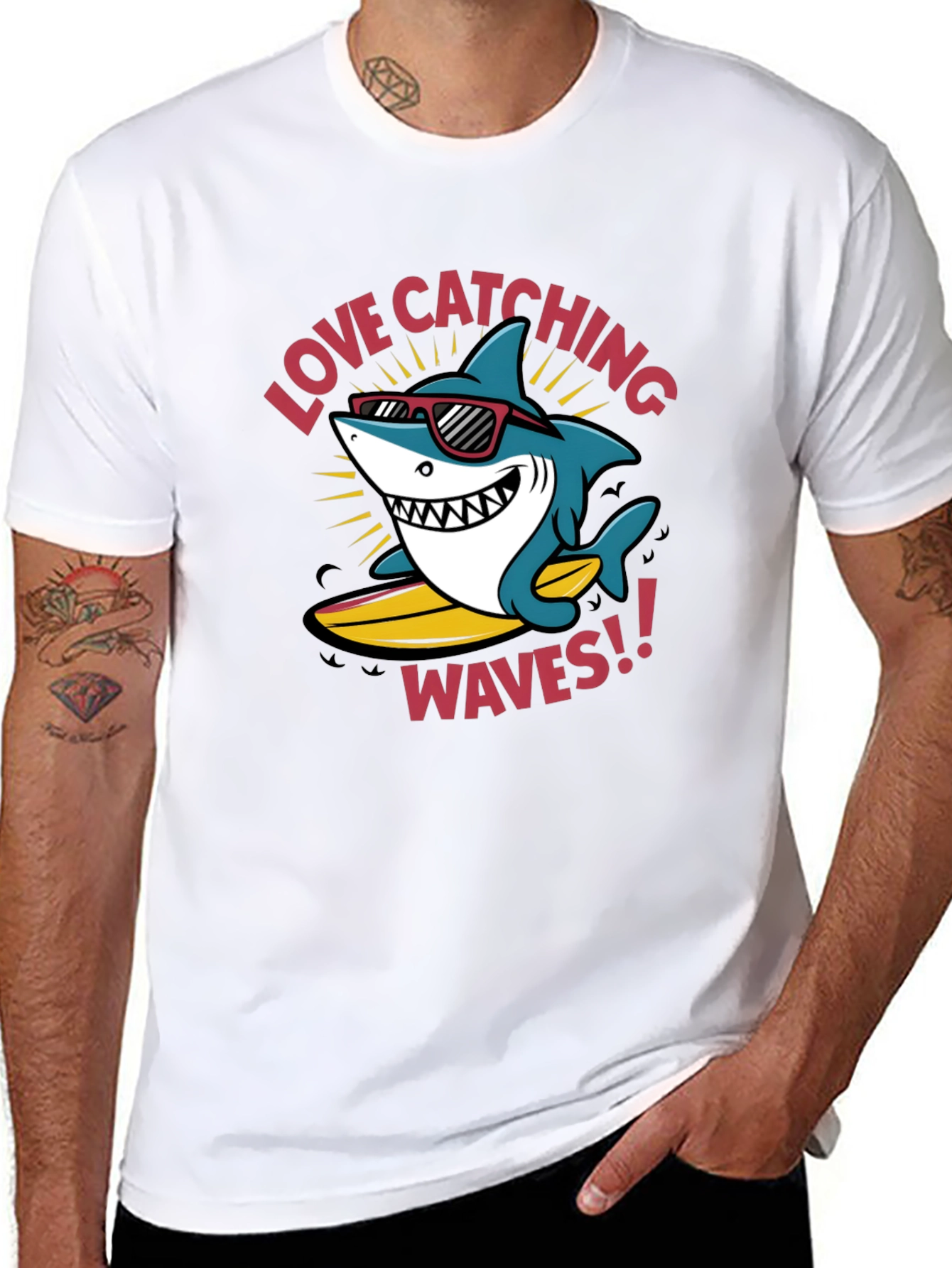 Shark Surfing T-Shirt - Love Catching Waves!