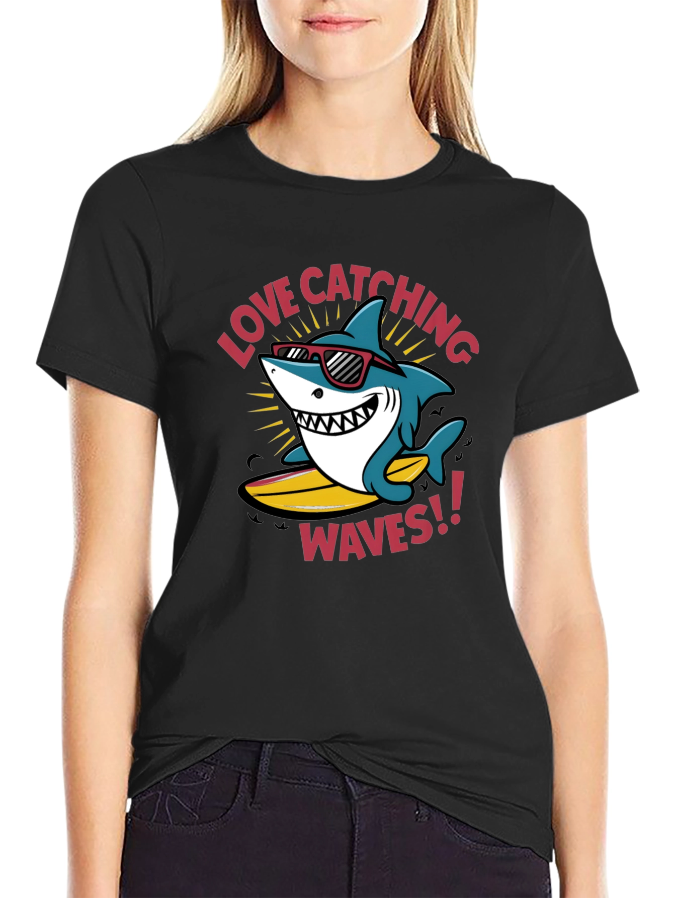 Shark Surfing T-Shirt - Love Catching Waves!