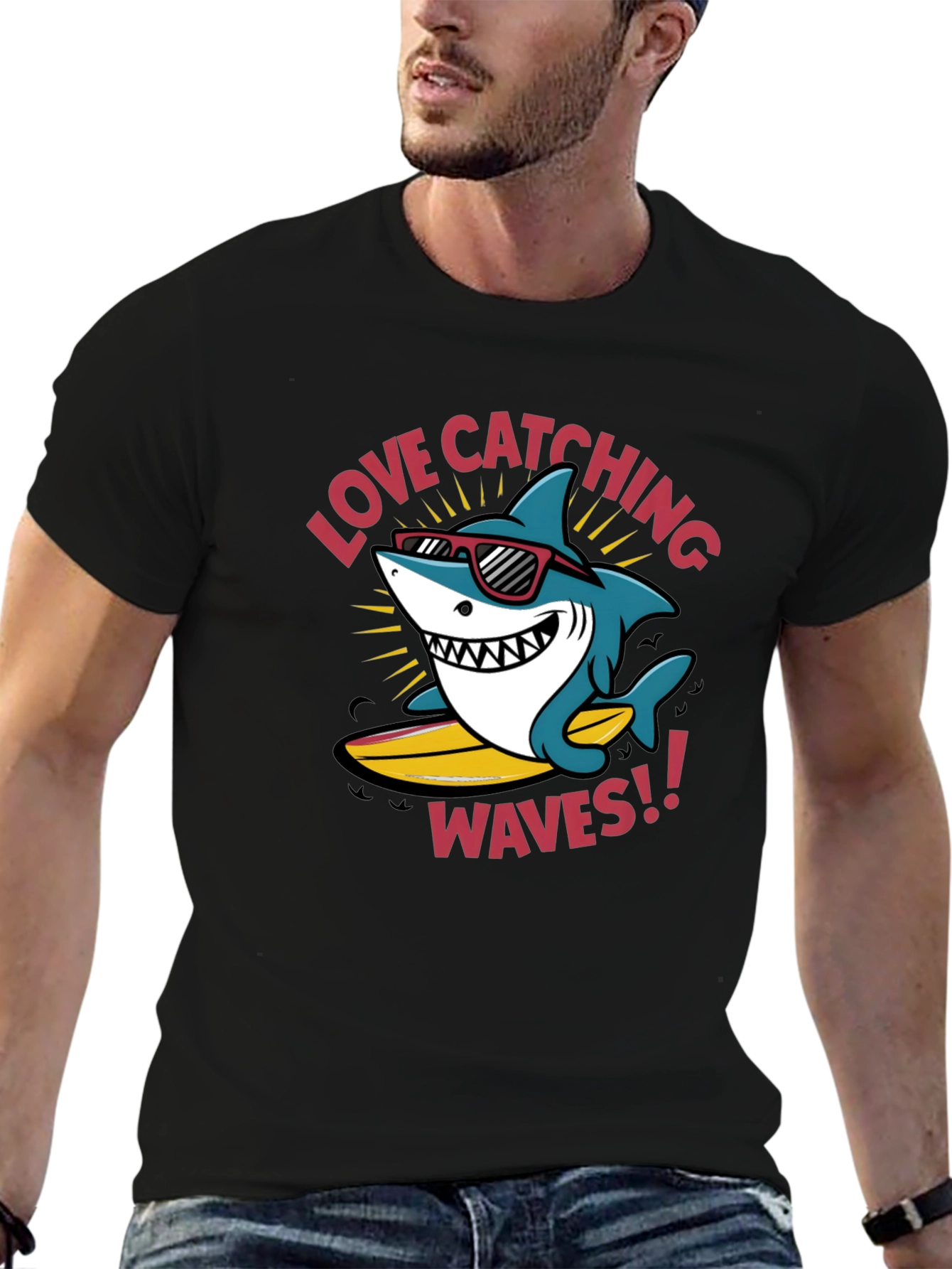Shark Surfing T-Shirt - Love Catching Waves!