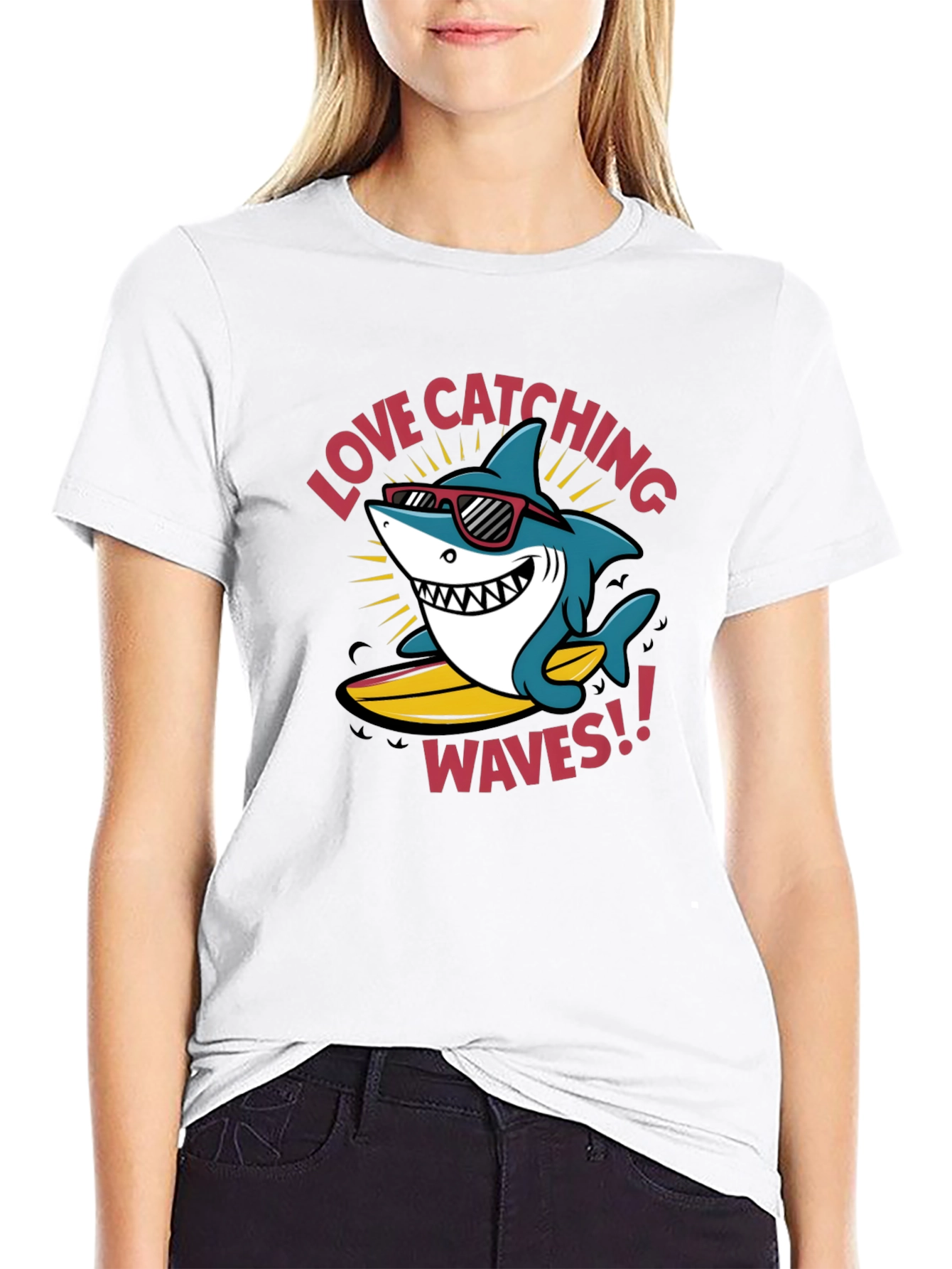 Shark Surfing T-Shirt - Love Catching Waves!