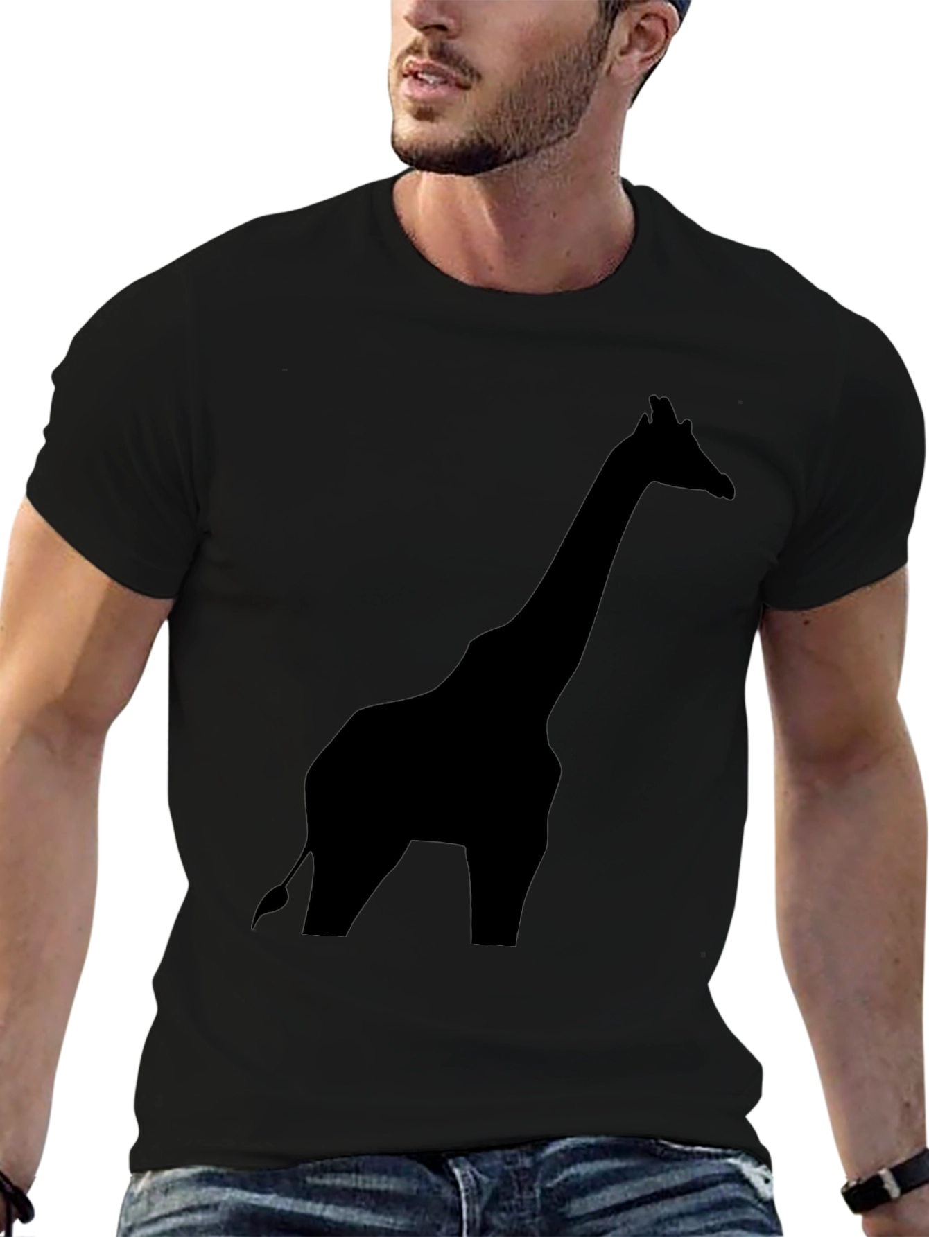 Giraffe Silhouette Graphic Tee - Stylish Black Shirt