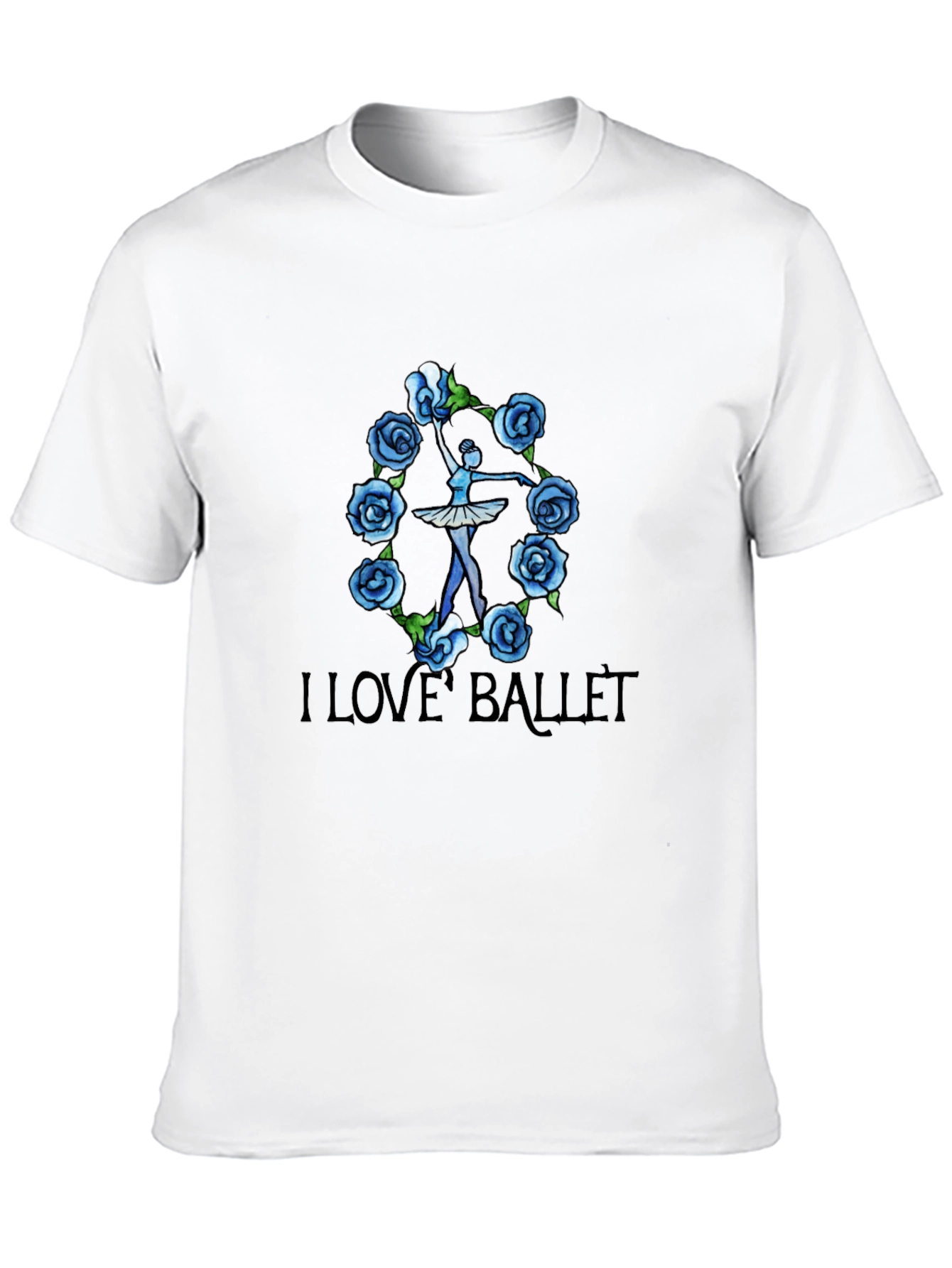 I Love Ballet Dancer Roses Black T-Shirt