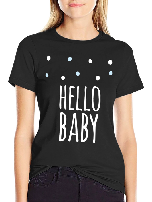 Hello Baby Graphic Tee - Black Crew Neck T-Shirt