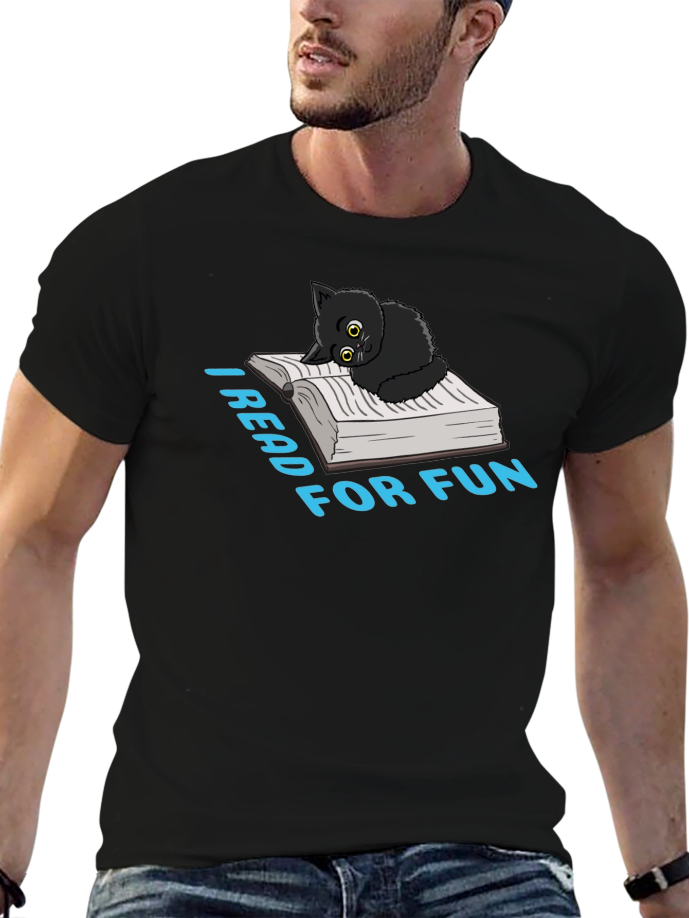 I Read for Fun Black Cat T-Shirt