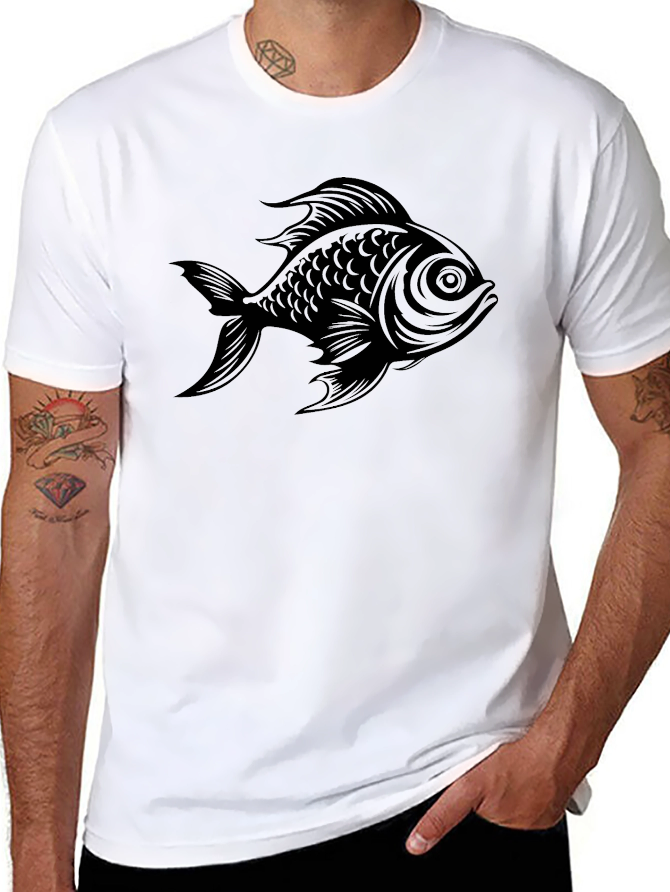 Black Fish Graphic Tee - Casual Style
