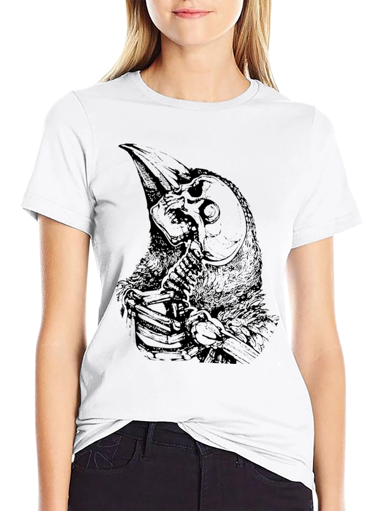 Raven Skull Graphic Black T-Shirt