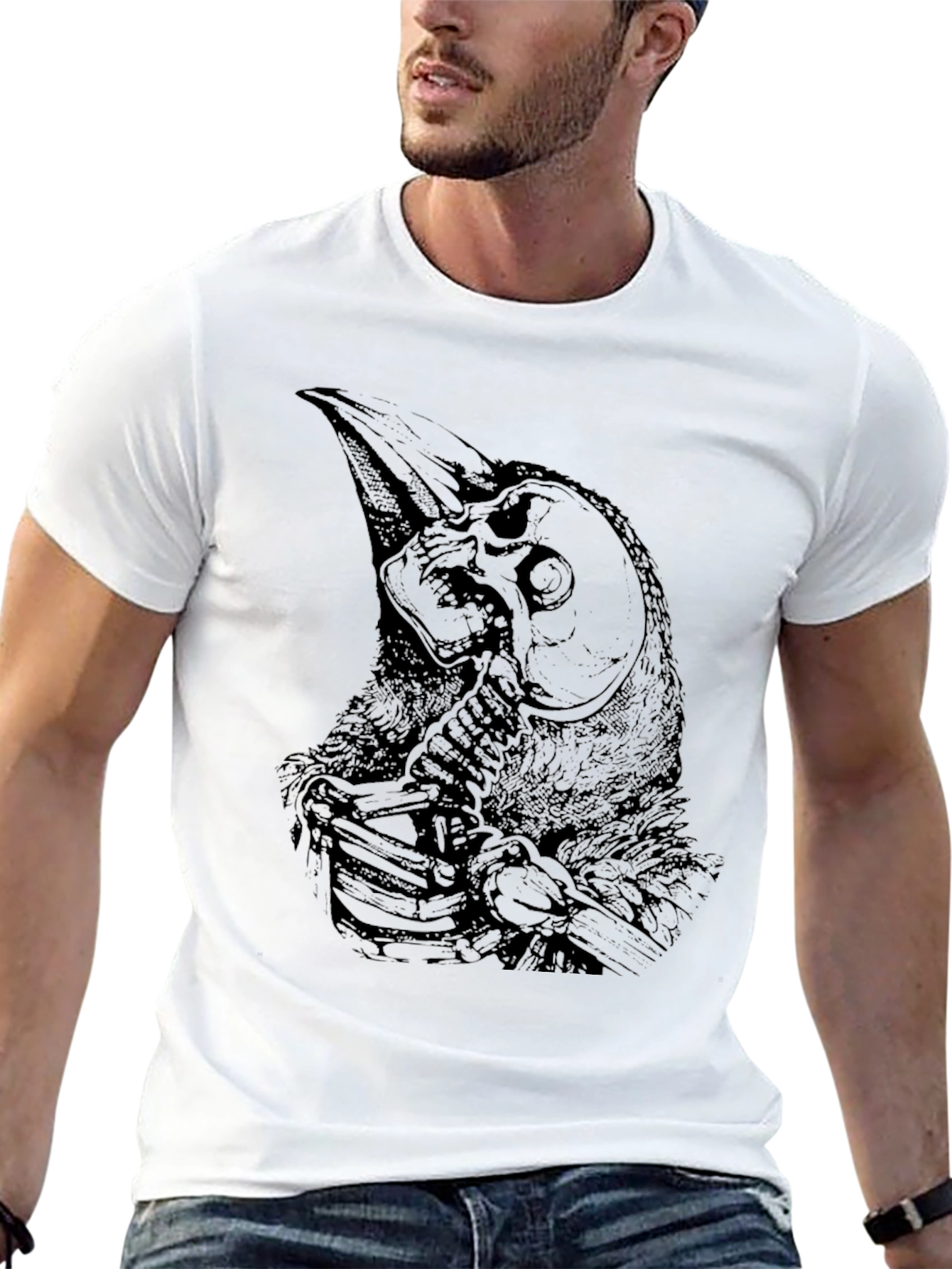 Raven Skull Graphic Black T-Shirt