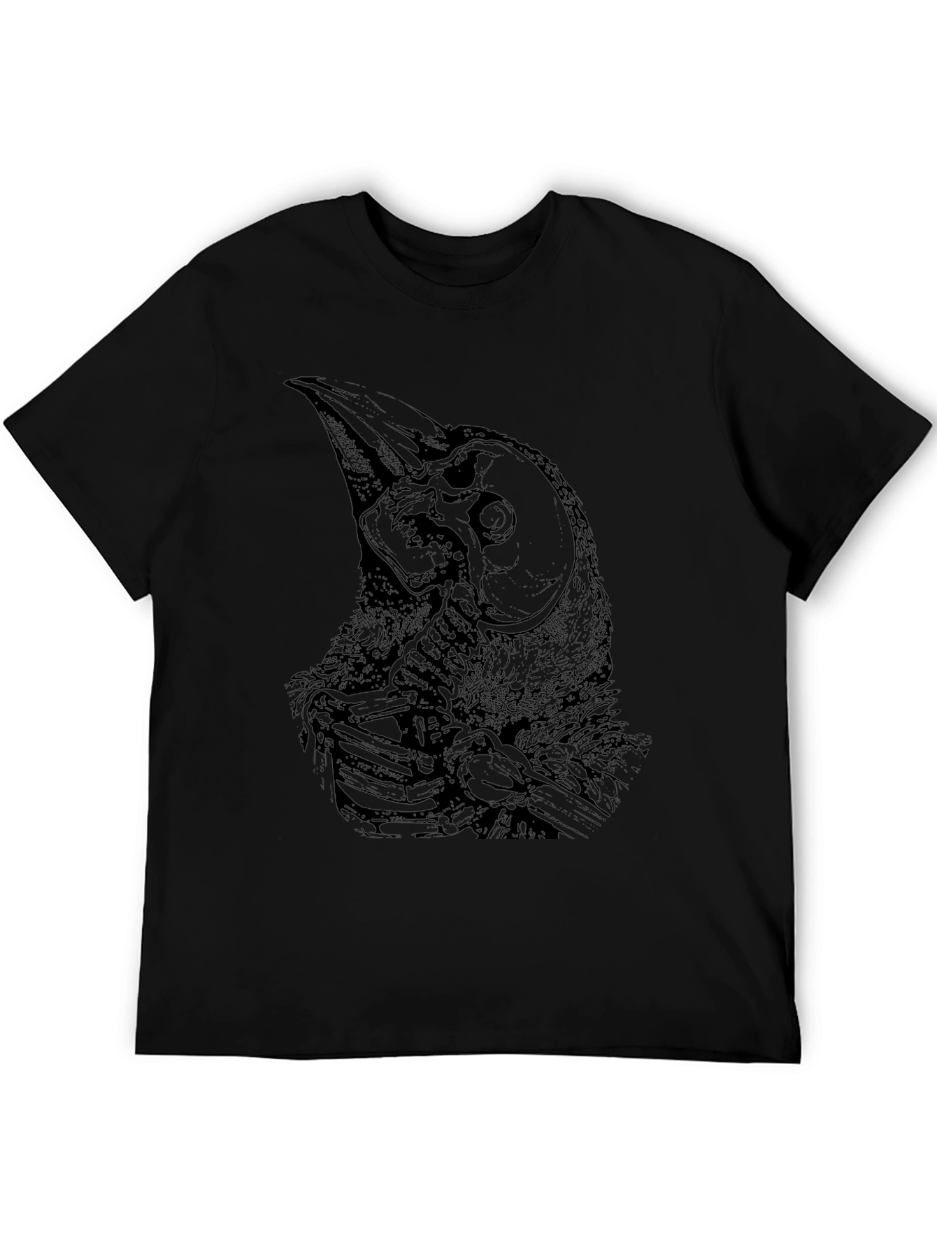 Raven Skull Graphic Black T-Shirt