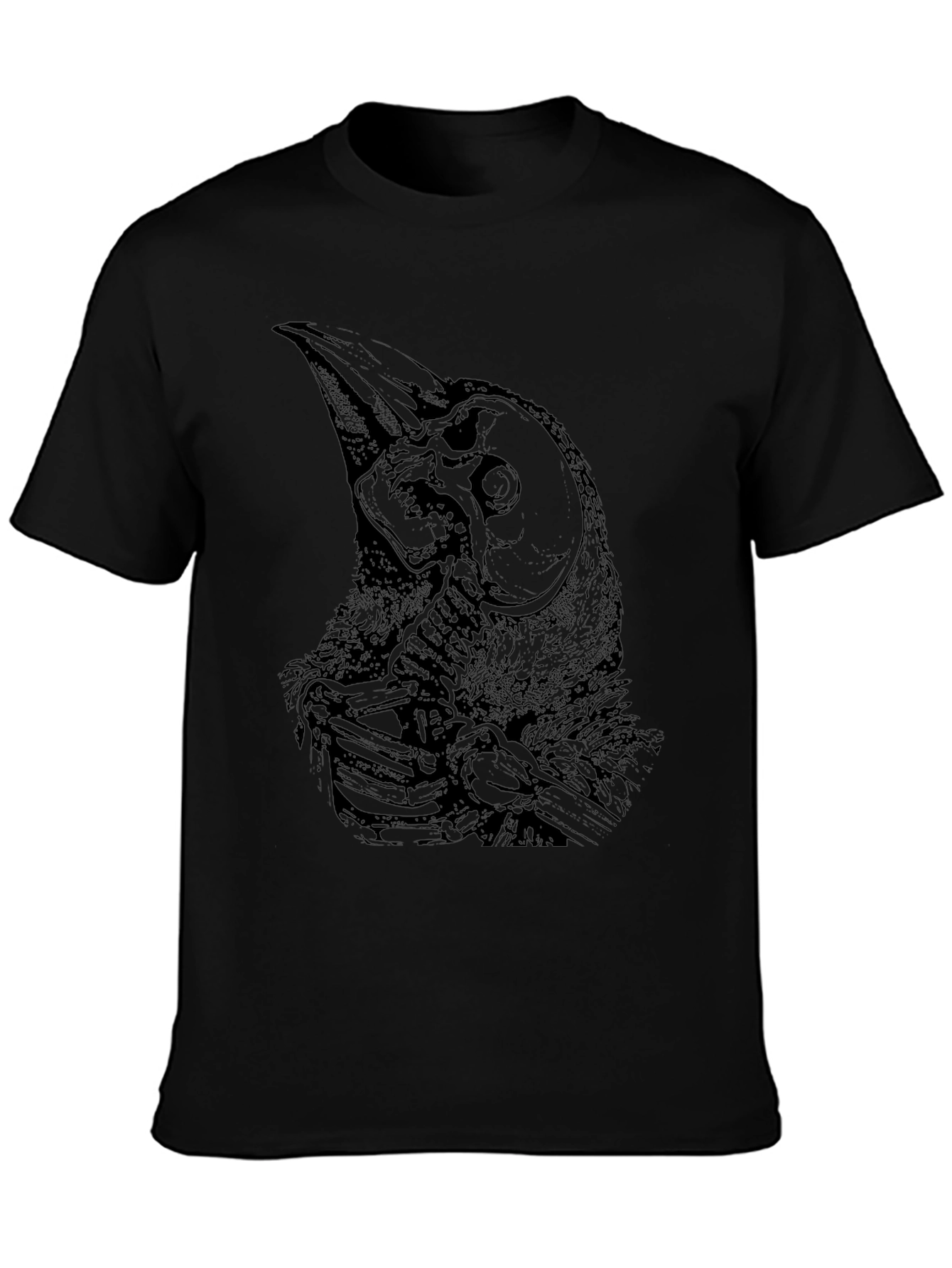 Raven Skull Graphic Black T-Shirt