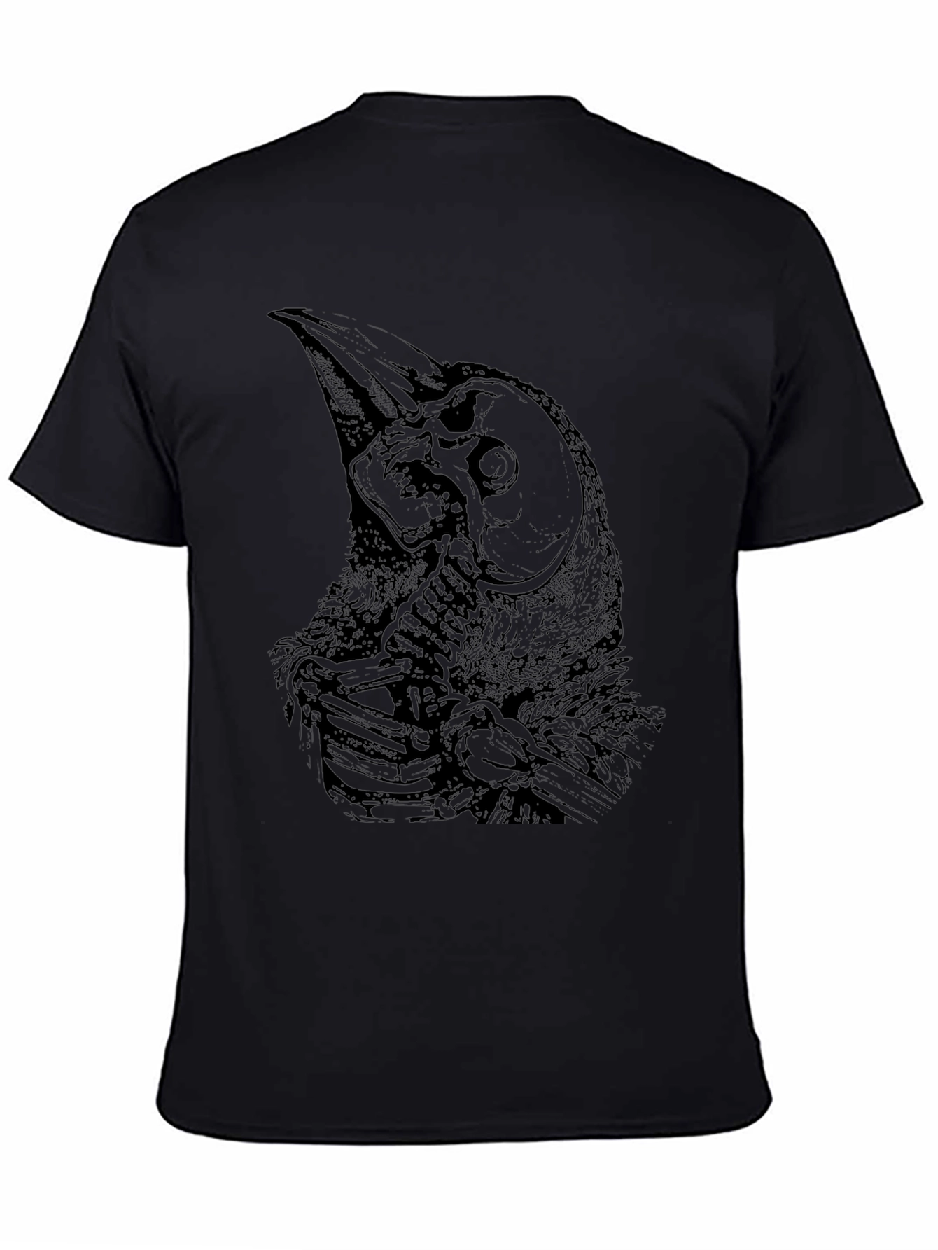 Raven Skull Graphic Black T-Shirt