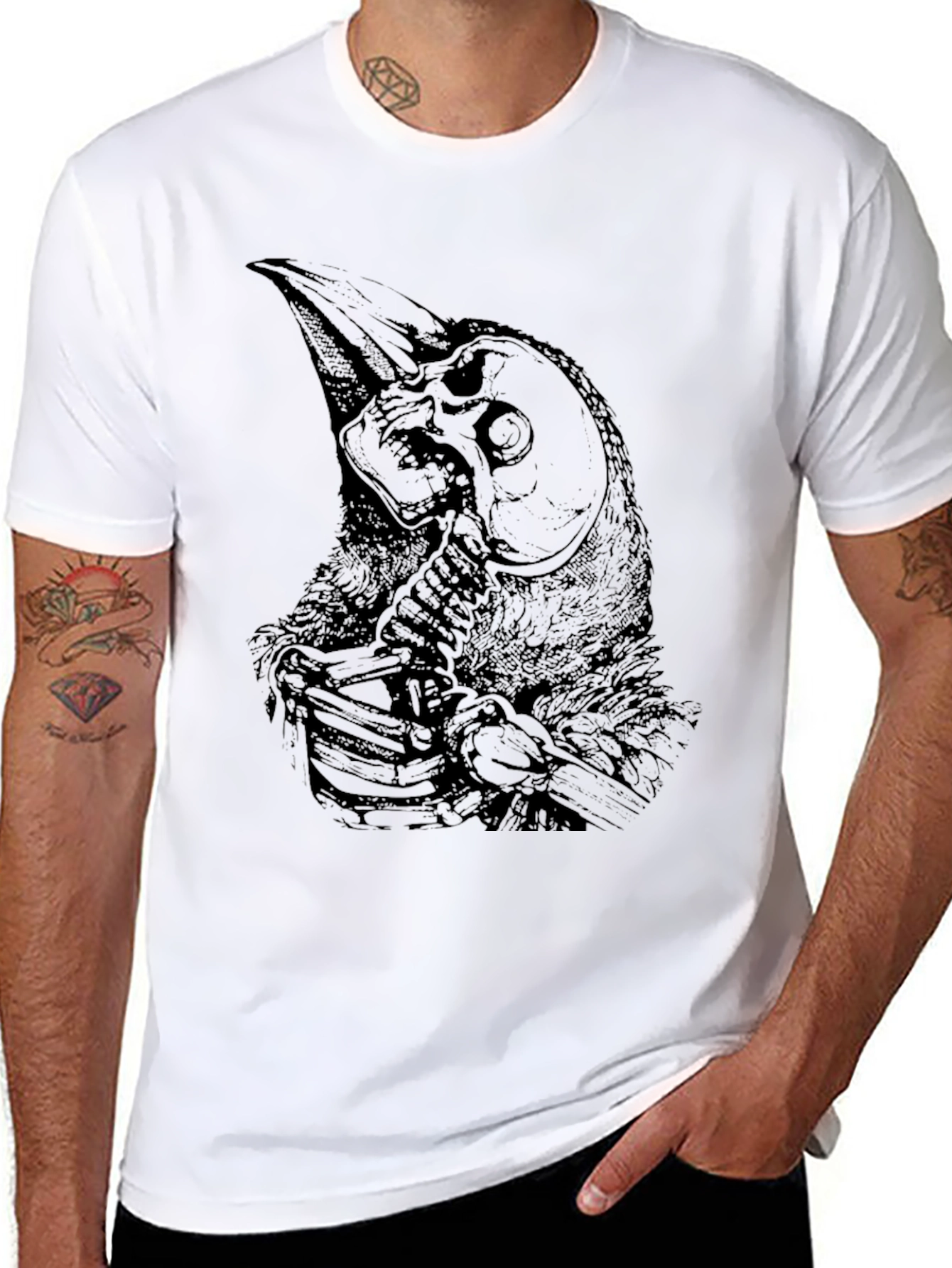 Raven Skull Graphic Black T-Shirt