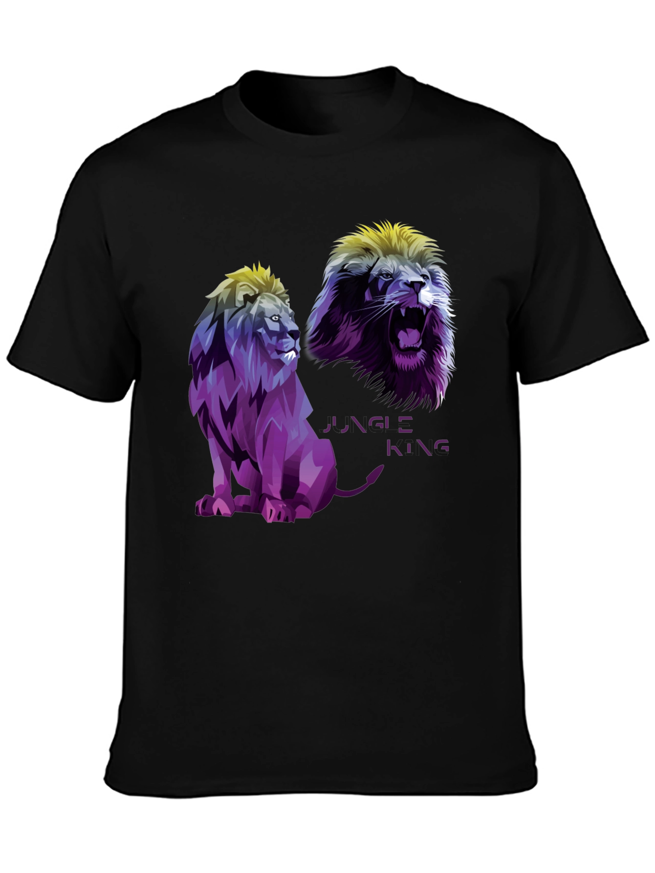Jungle King Lion Graphic T-Shirt - Black