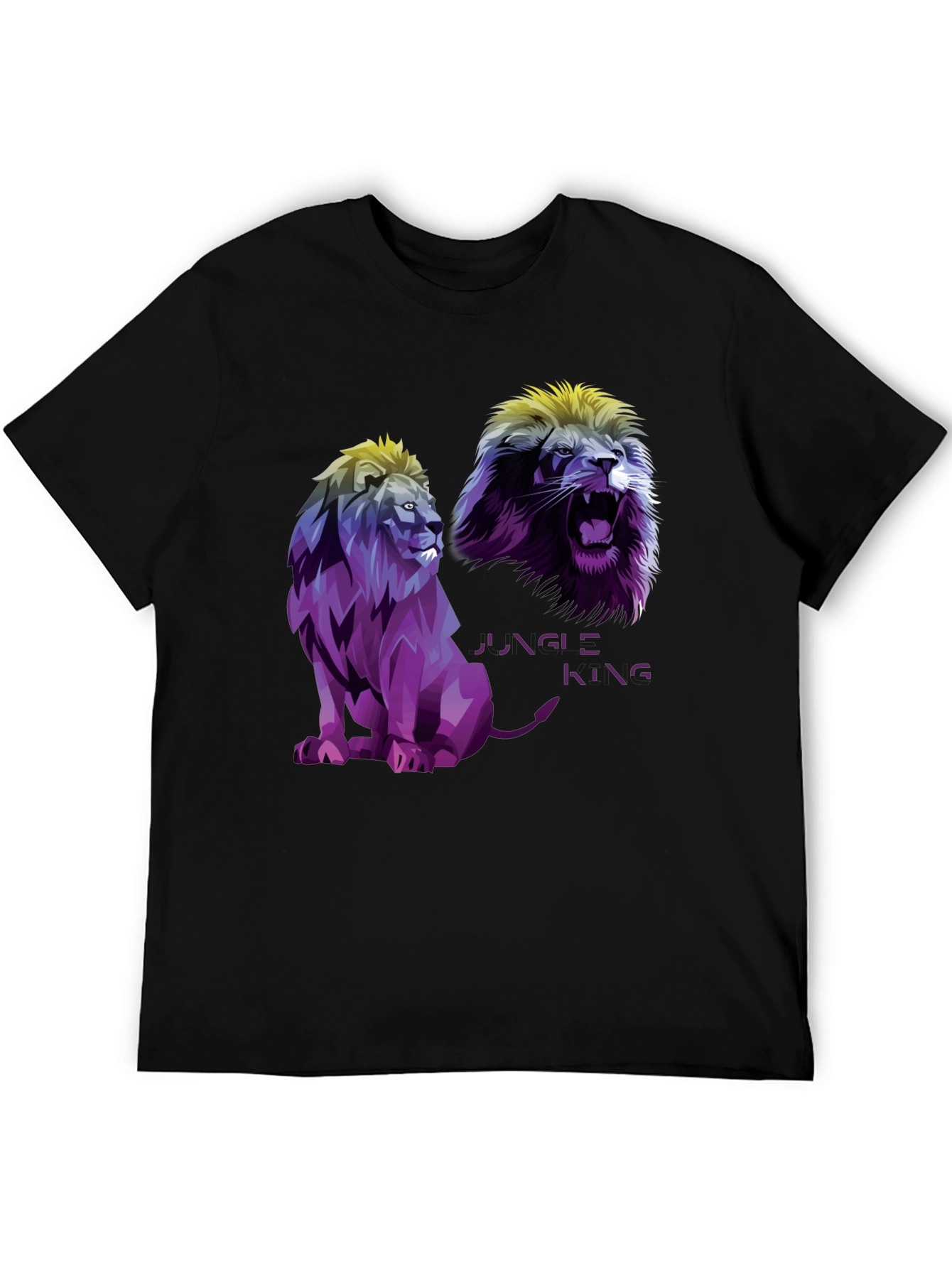 Jungle King Lion Graphic T-Shirt - Black