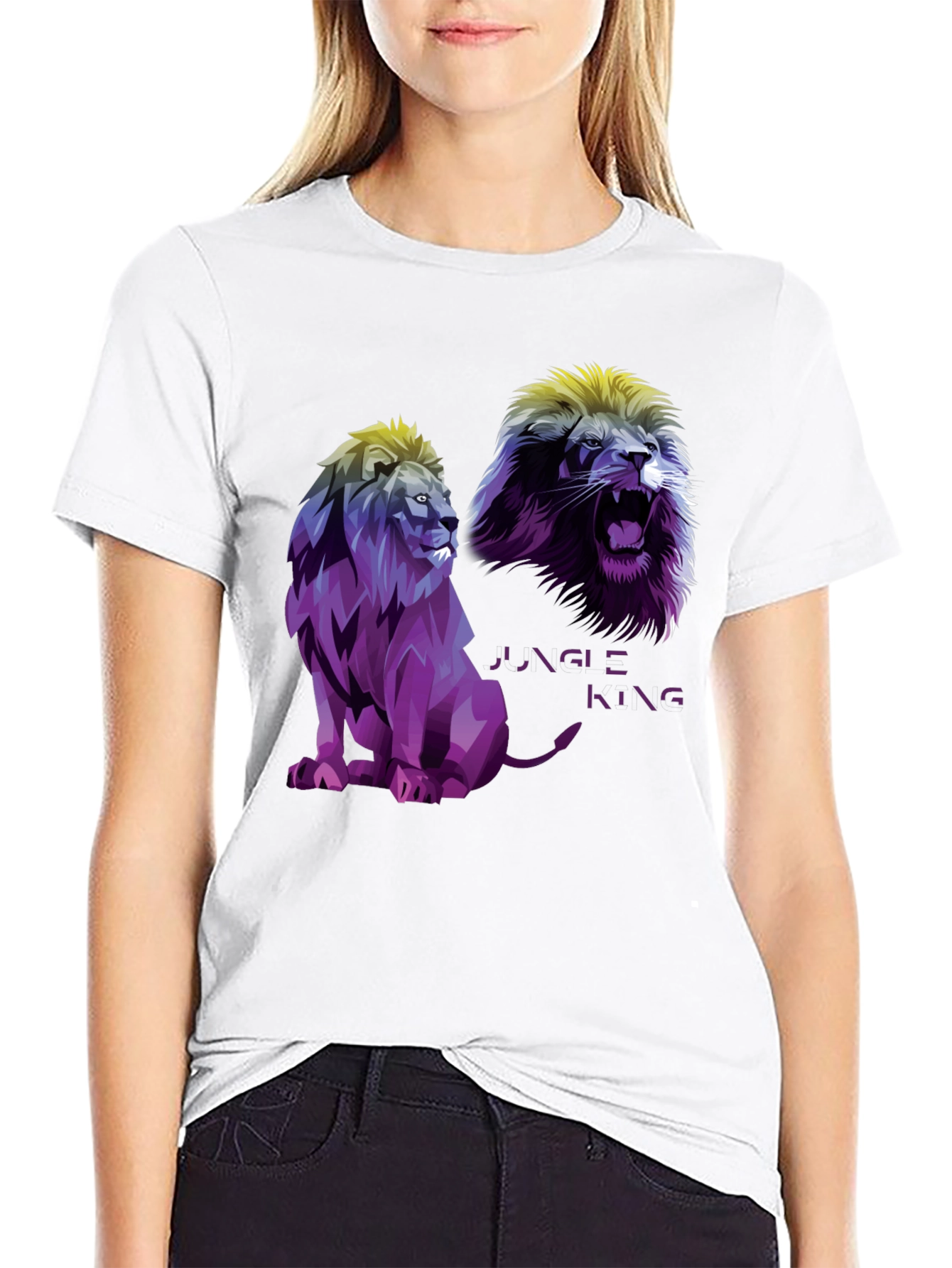 Jungle King Lion Graphic T-Shirt - Black