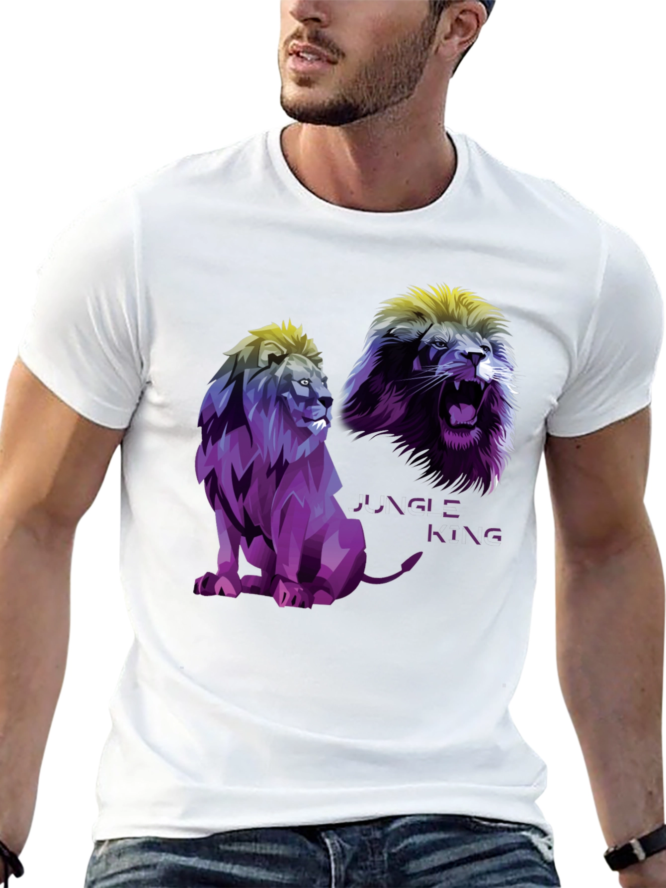 Jungle King Lion Graphic T-Shirt - Black