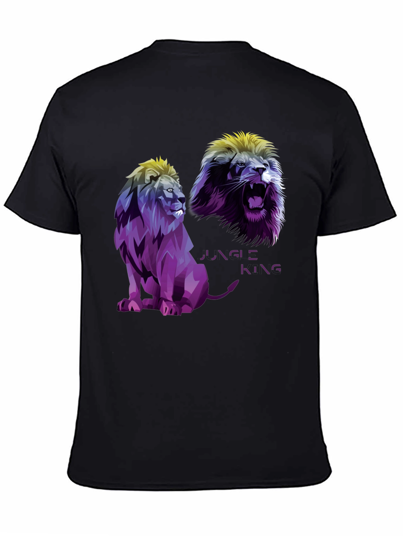 Jungle King Lion Graphic T-Shirt - Black
