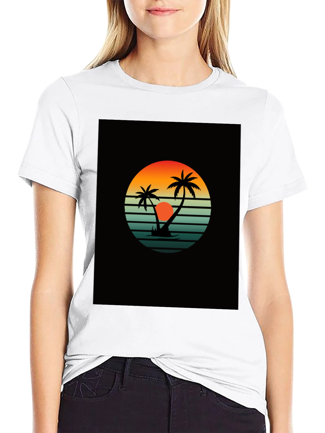 Retro Sunset Palm Tree Graphic Tee