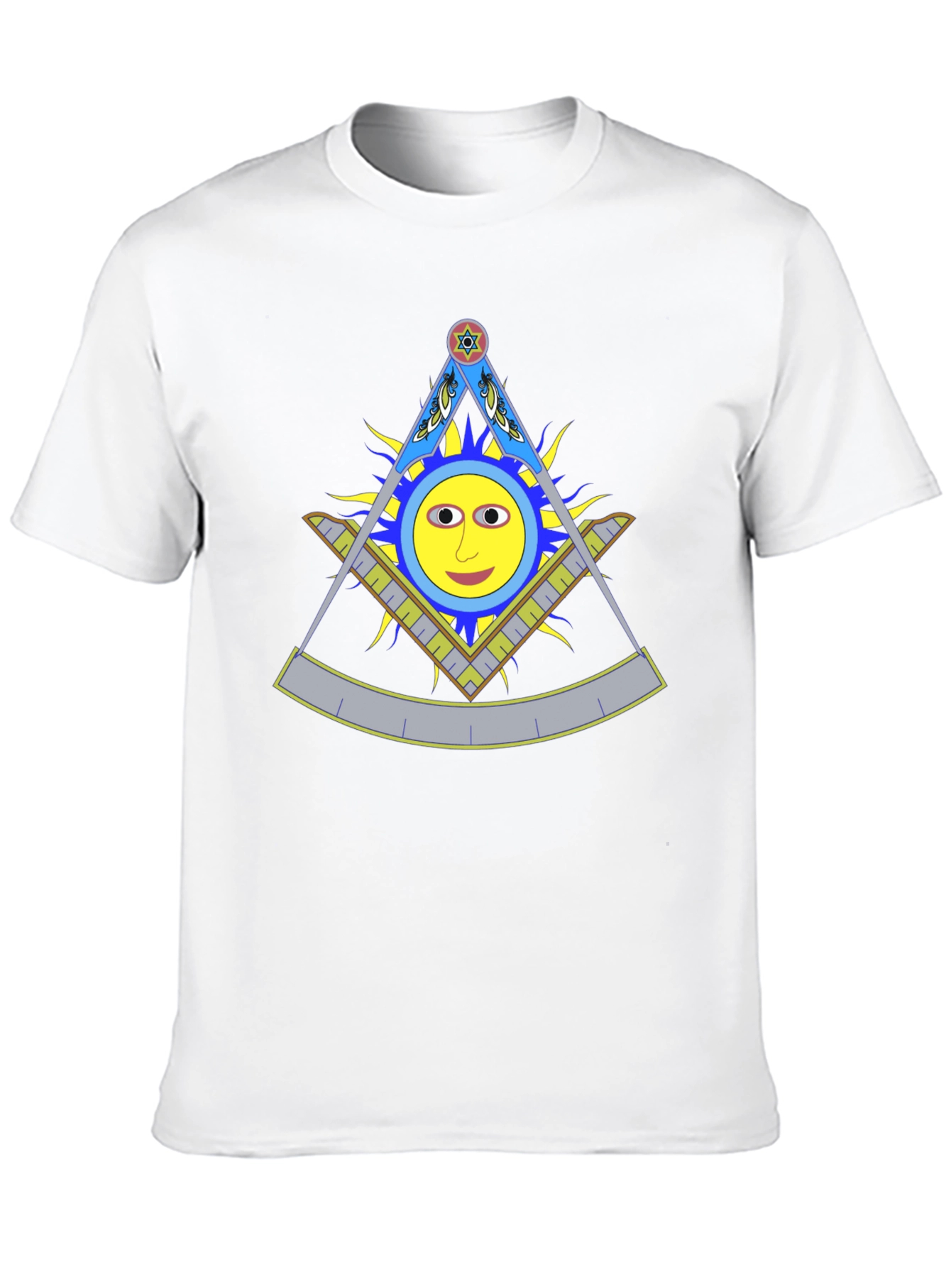 Square & Compass Sun Face Black T-Shirt