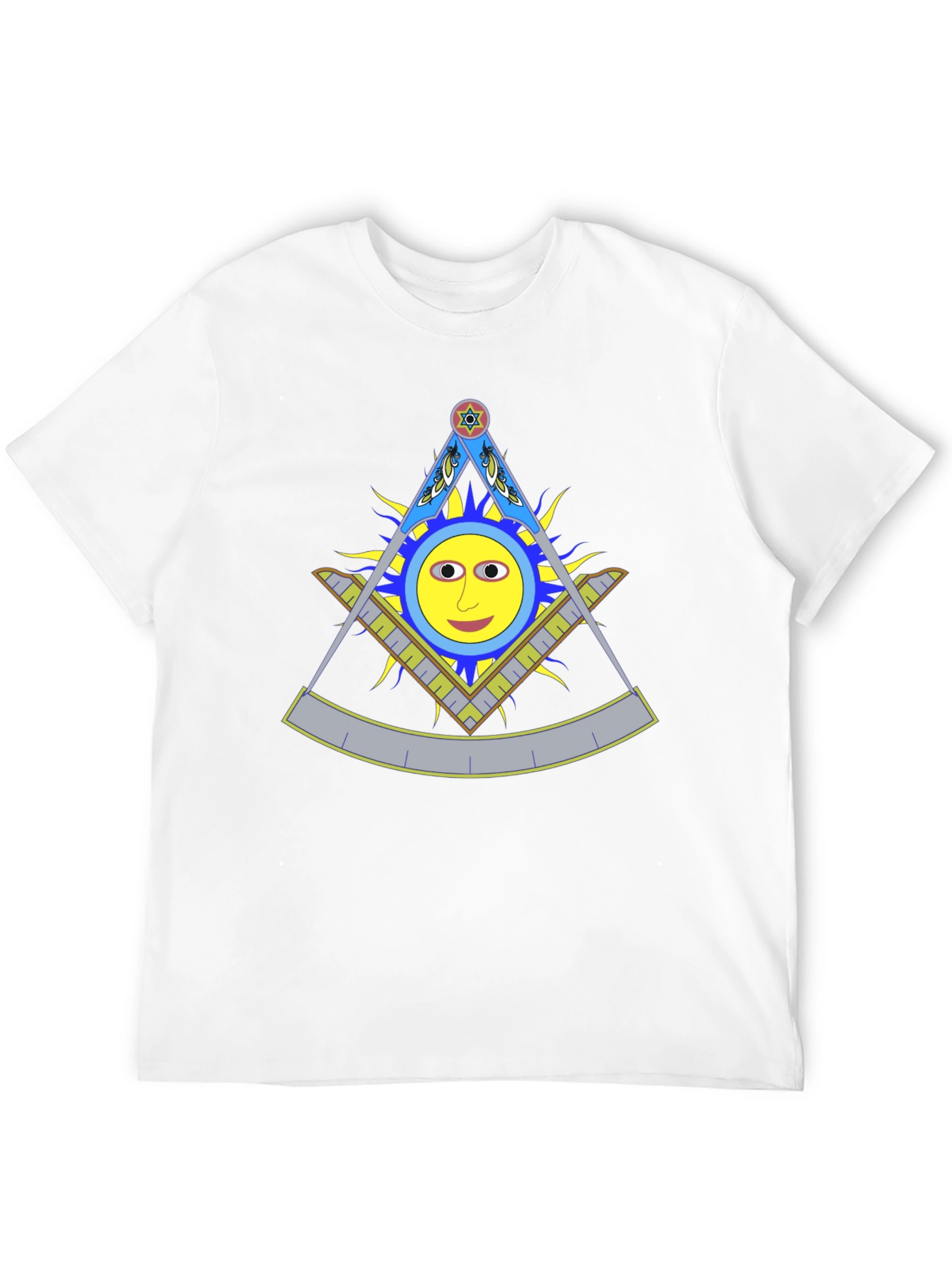 Square & Compass Sun Face Black T-Shirt