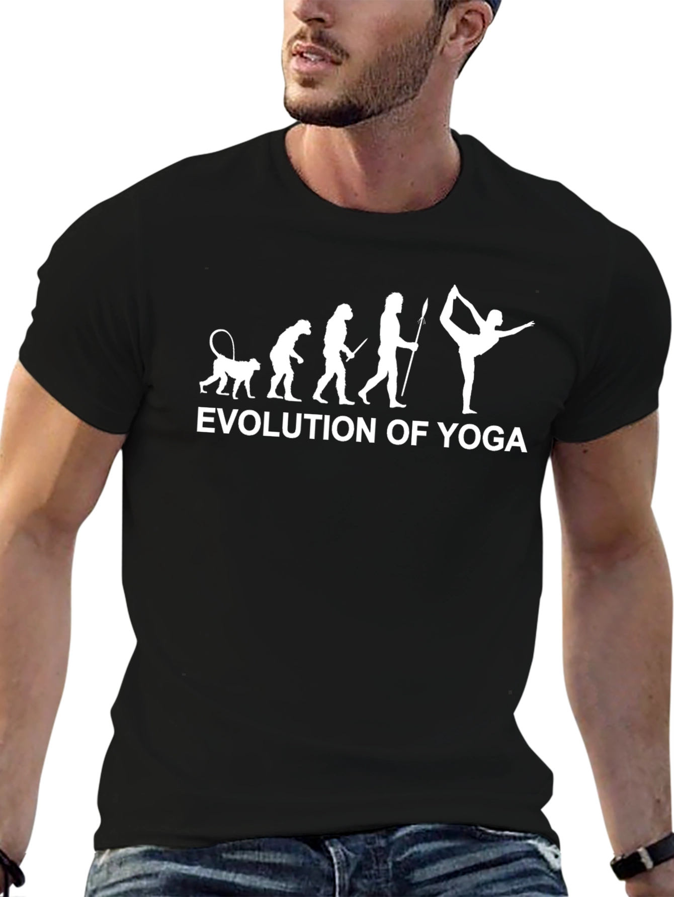 Evolution of Yoga Graphic Tee - Black Cotton T-Shirt
