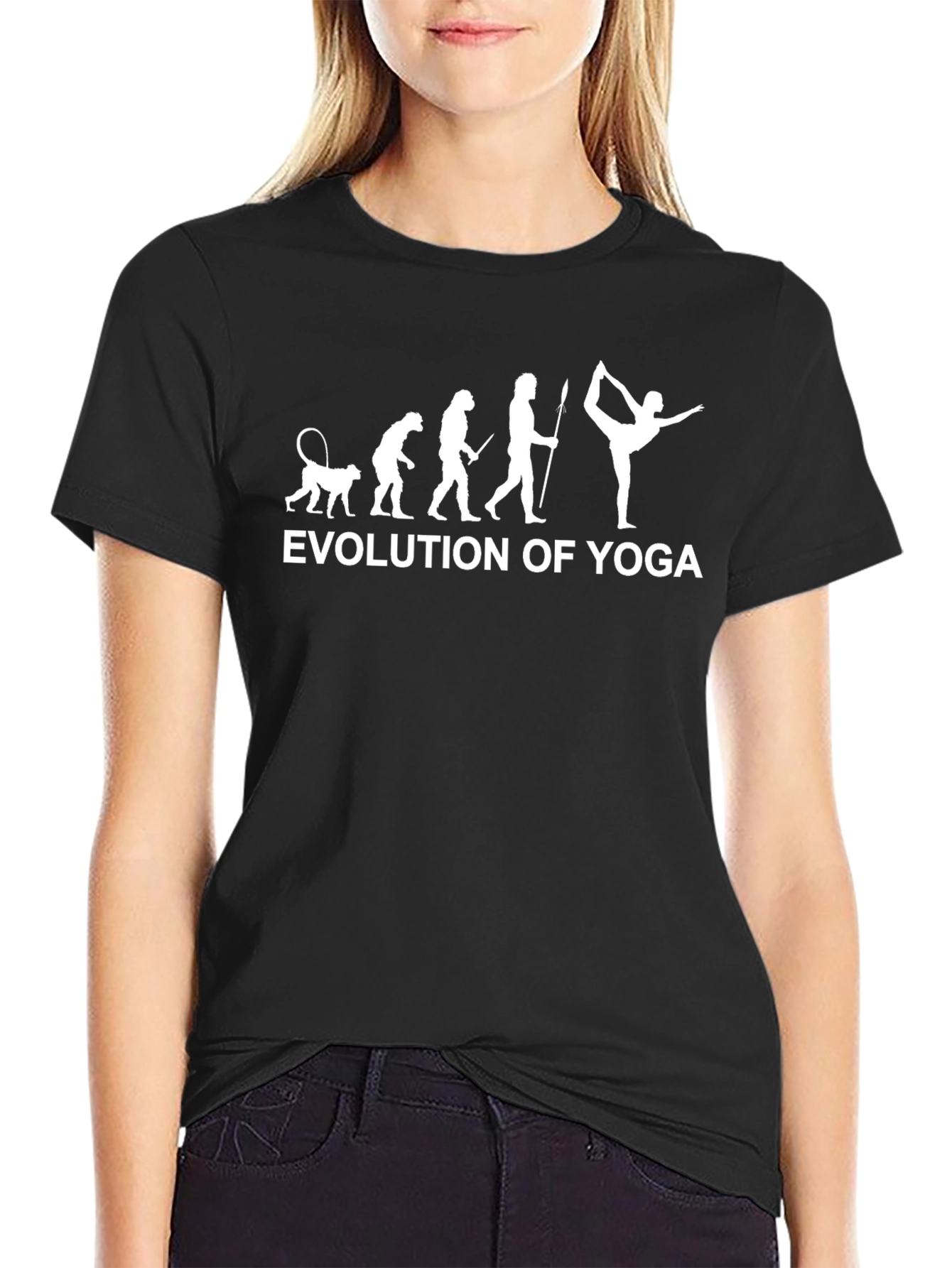 Evolution of Yoga Graphic Tee - Black Cotton T-Shirt