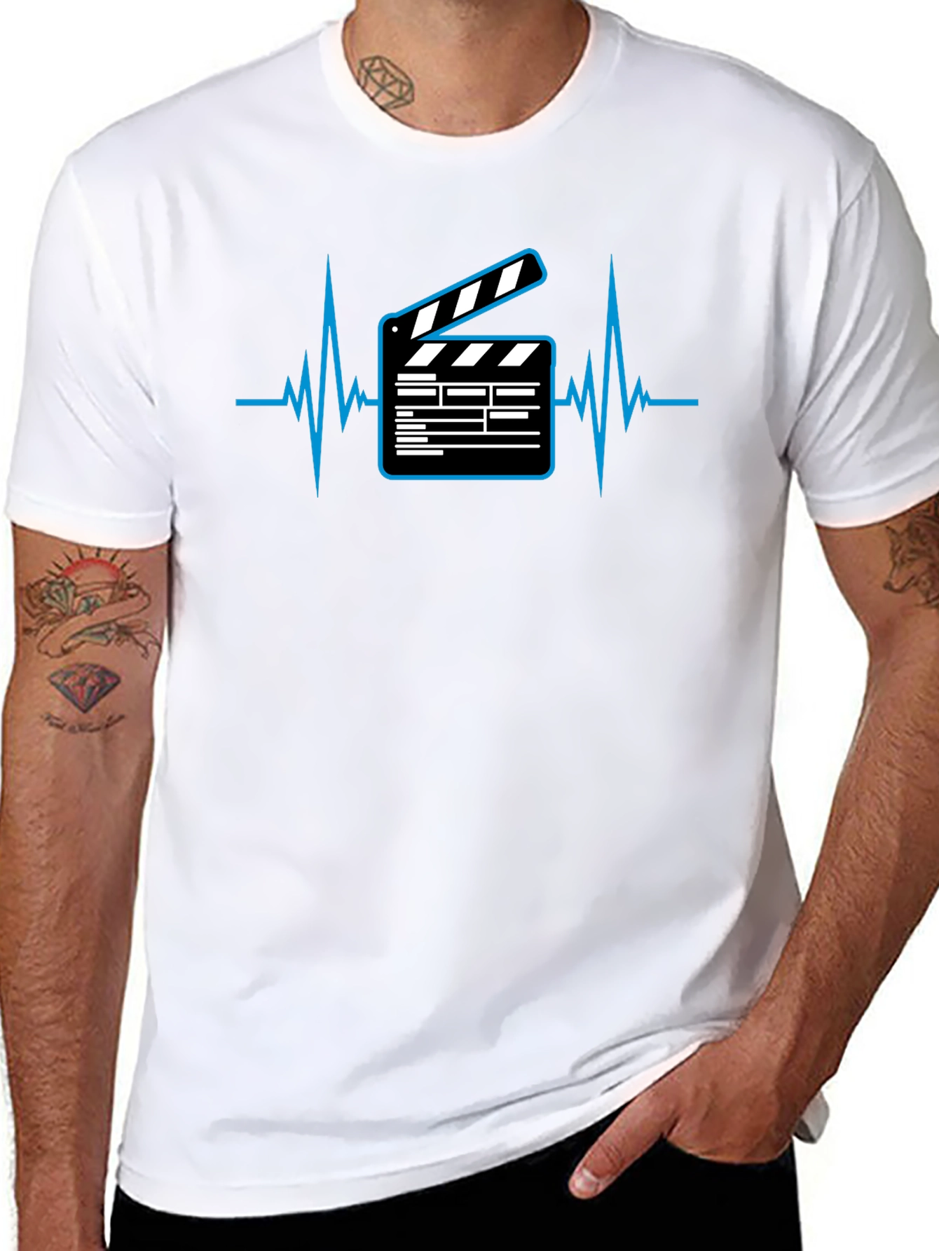 Movie Lover T-Shirt - Clapperboard Heartbeat Graphic Tee